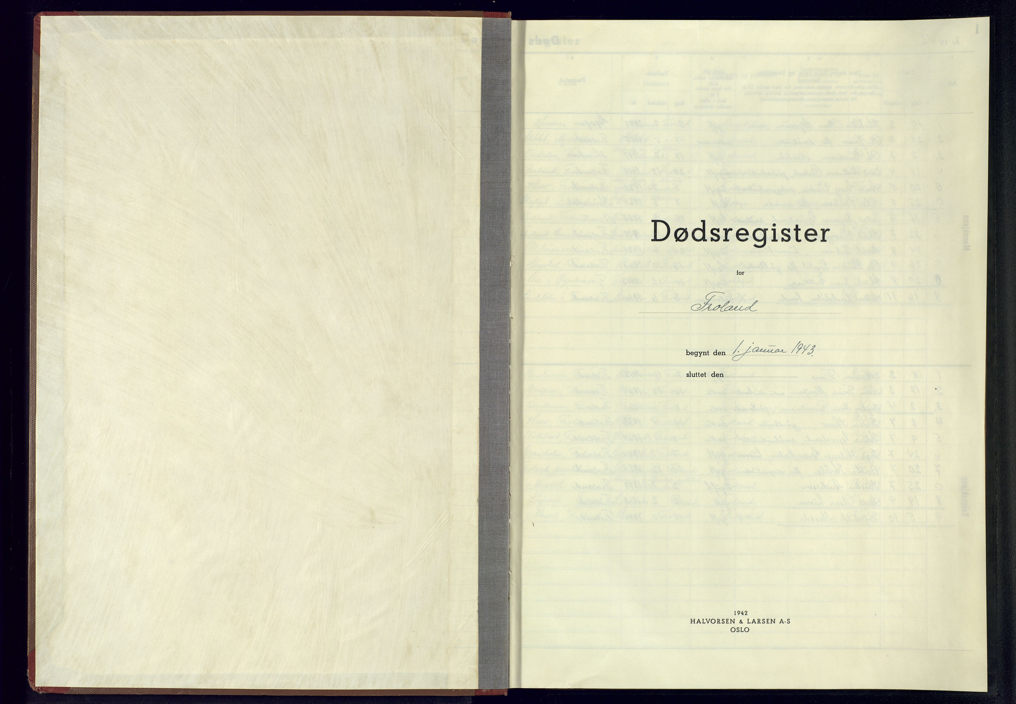 Froland sokneprestkontor, SAK/1111-0013/J/Jb/L0002: A-VI-2 - Dødsfallsregister, 1943-1945