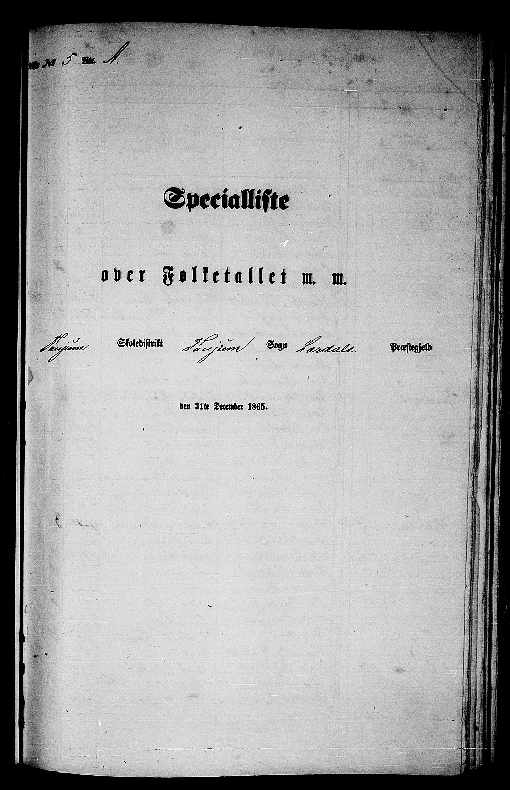 RA, Folketelling 1865 for 1422P Lærdal prestegjeld, 1865, s. 82