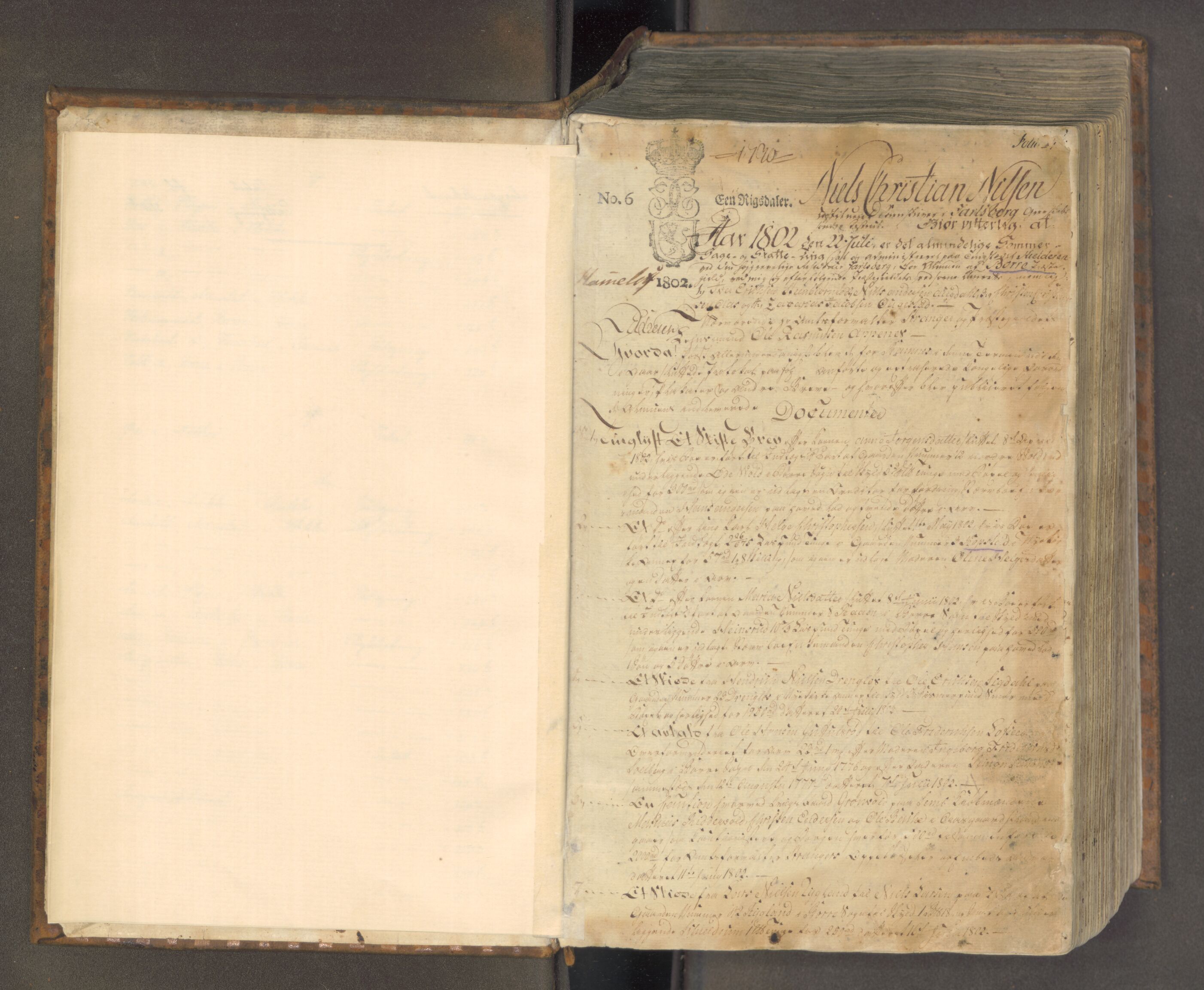 Søndre Jarlsberg sorenskriveri, AV/SAKO-A-129/F/Fa/L0026: Tingbok, 1802-1807, s. 1a