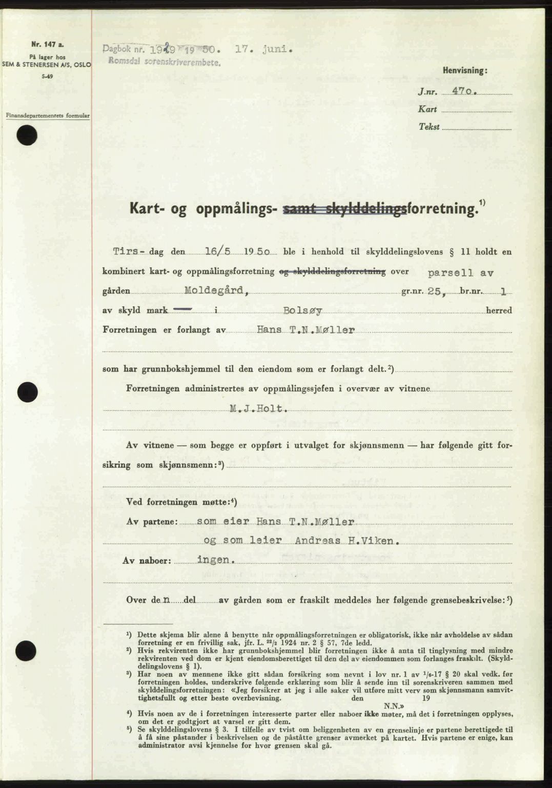Romsdal sorenskriveri, SAT/A-4149/1/2/2C: Pantebok nr. A33, 1950-1950, Dagboknr: 1929/1950