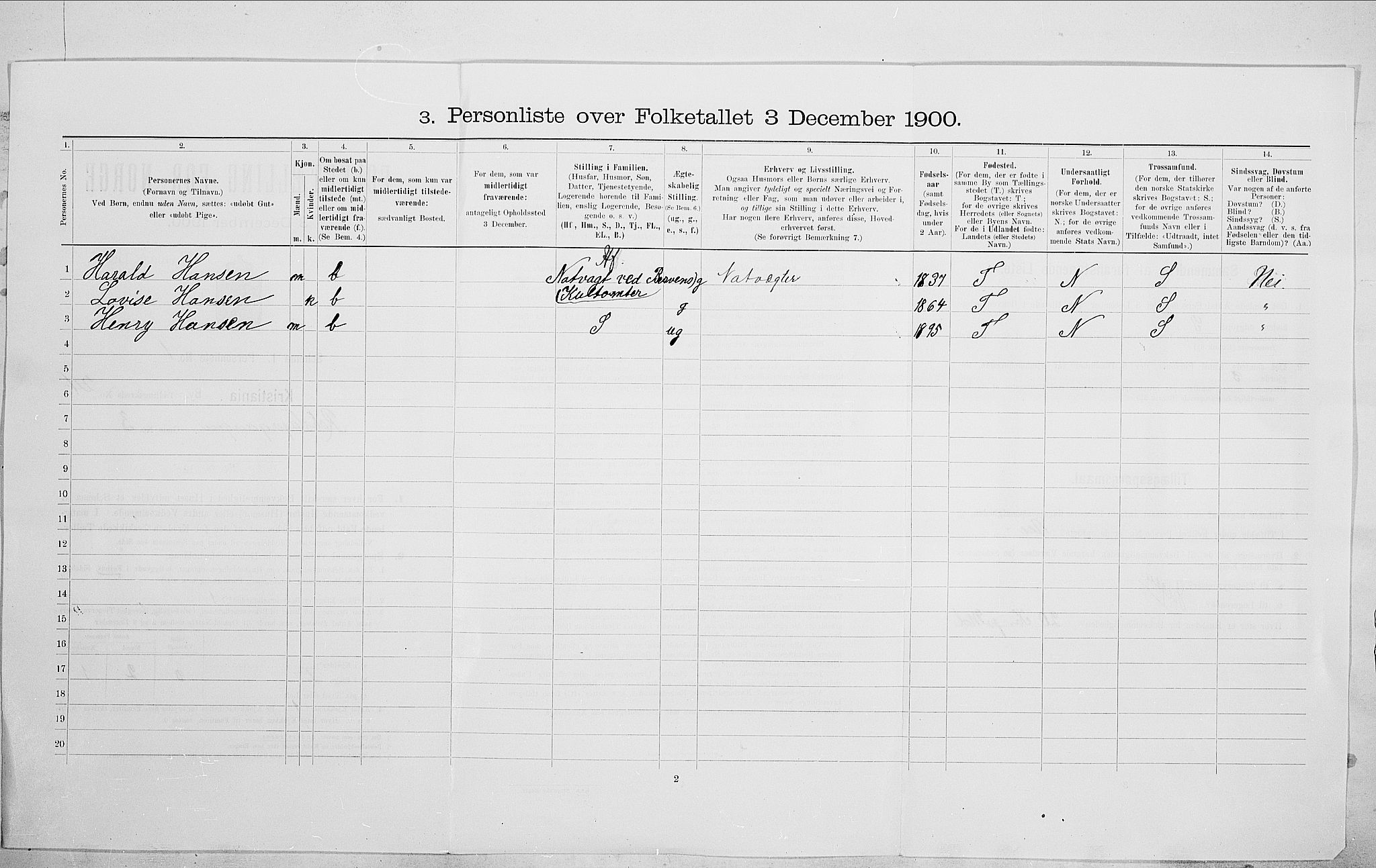 SAO, Folketelling 1900 for 0301 Kristiania kjøpstad, 1900, s. 74421