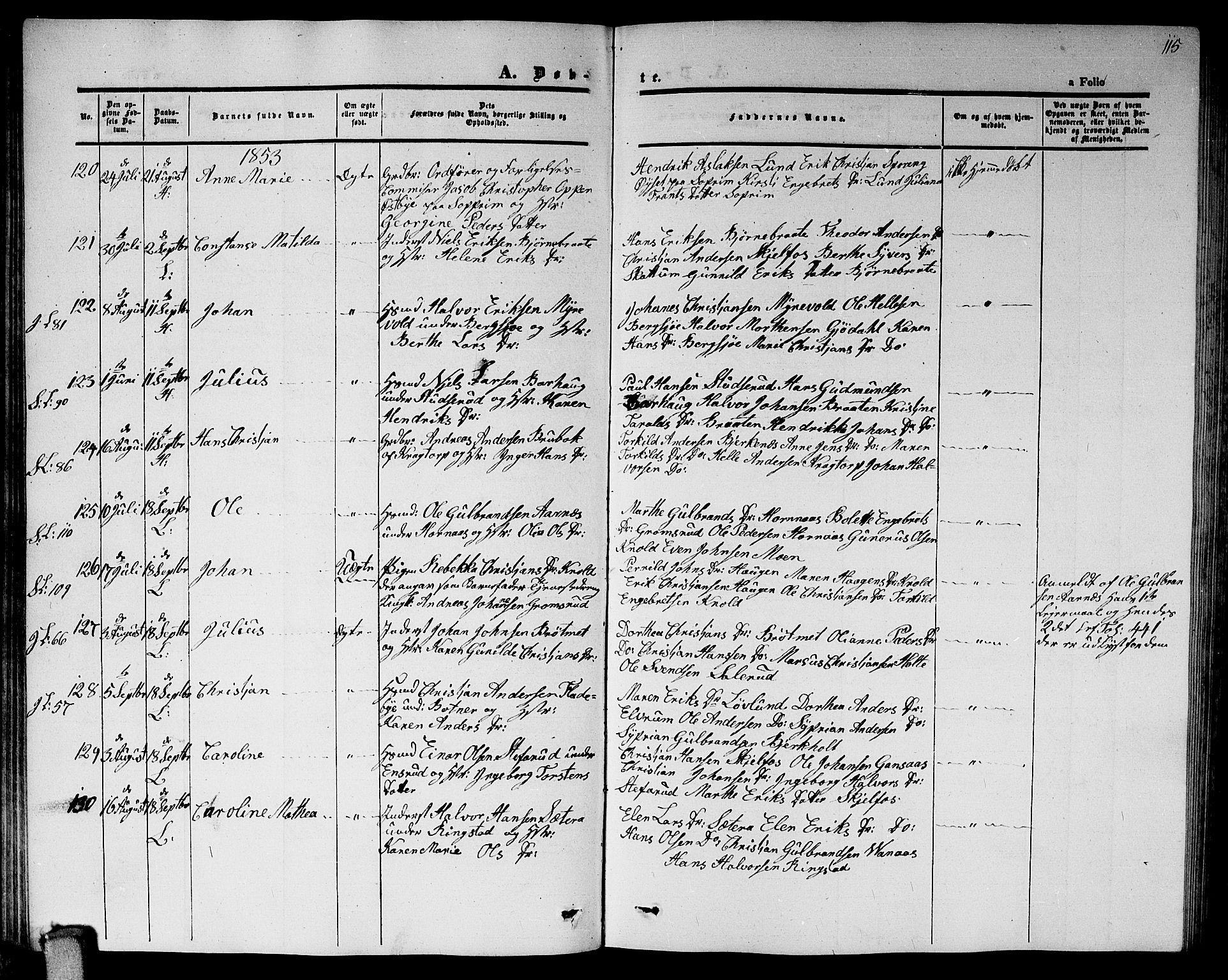 Høland prestekontor Kirkebøker, AV/SAO-A-10346a/G/Ga/L0003: Klokkerbok nr. I 3, 1846-1853, s. 115