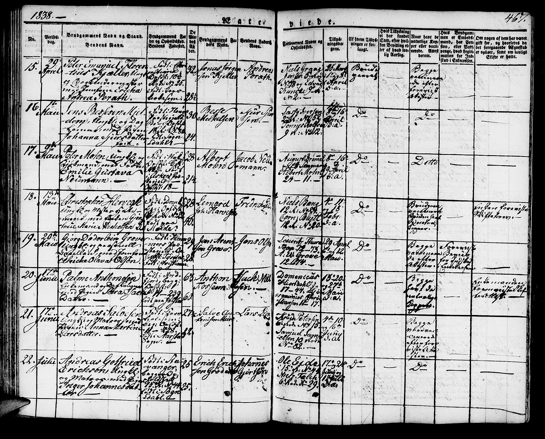 Domkirken sokneprestembete, AV/SAB-A-74801/H/Haa/L0012: Ministerialbok nr. A 12, 1821-1840, s. 467