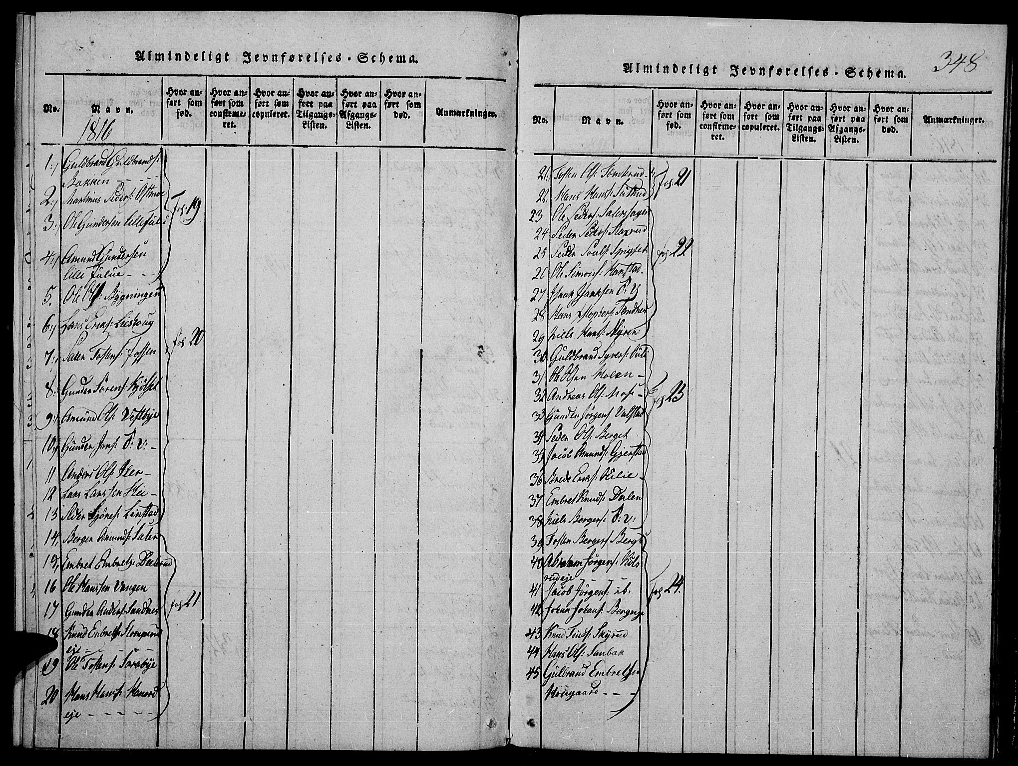 Strøm-Odalen prestekontor, SAH/PREST-028/H/Ha/Hab/L0001: Klokkerbok nr. 1, 1813-1825, s. 348