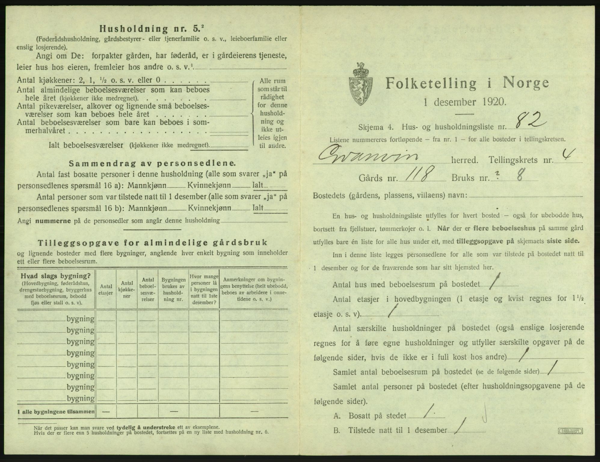 SAB, Folketelling 1920 for 1234 Granvin herred, 1920, s. 393