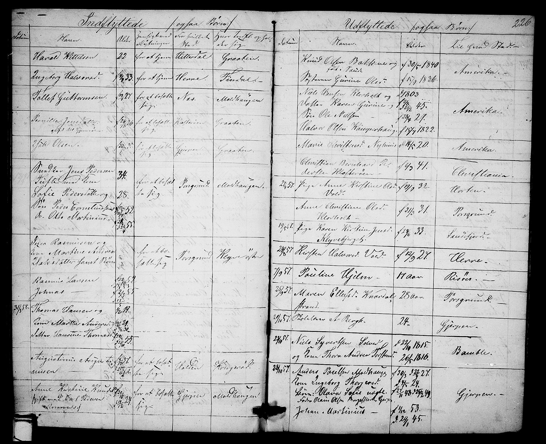 Solum kirkebøker, AV/SAKO-A-306/G/Ga/L0003: Klokkerbok nr. I 3, 1848-1859, s. 226