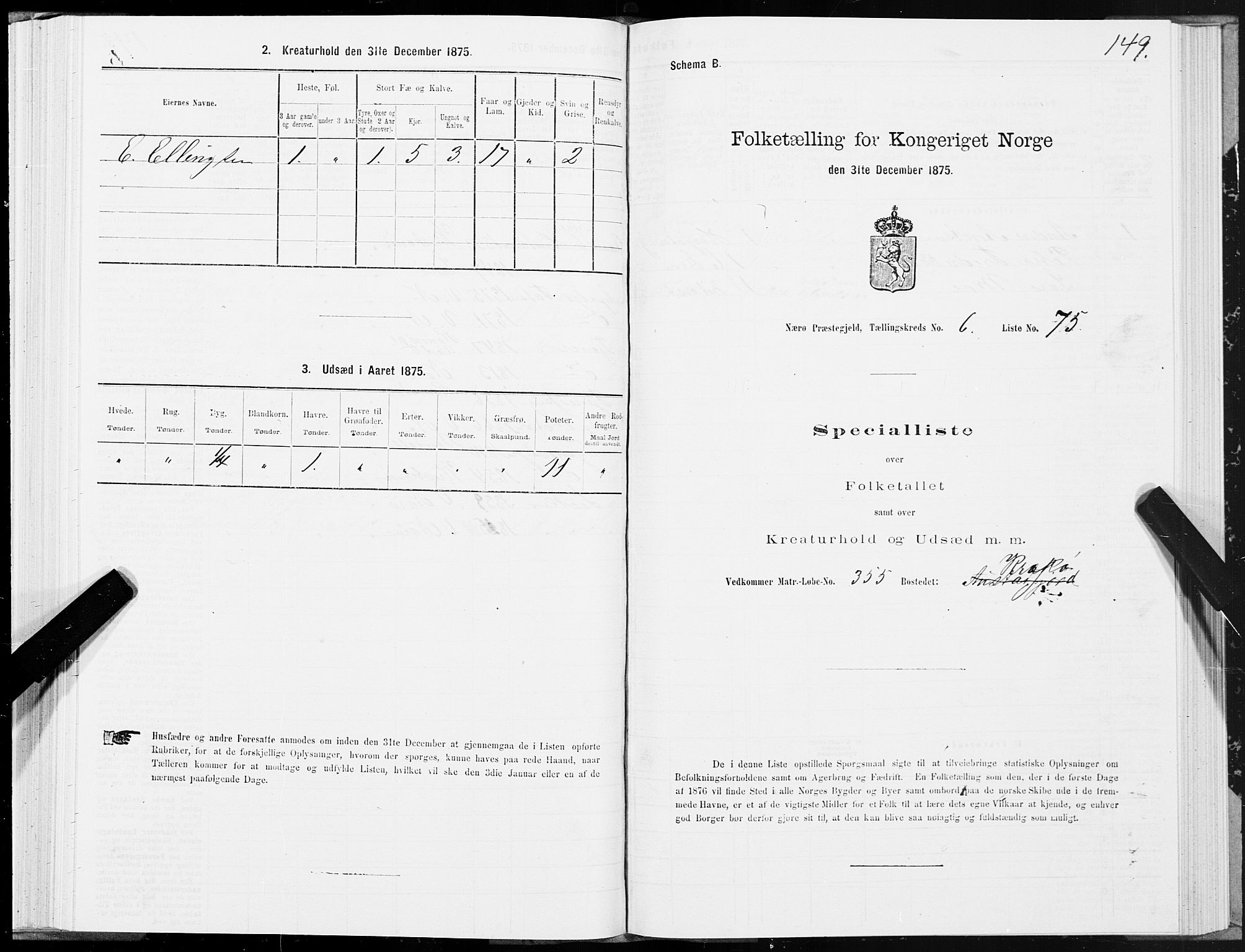 SAT, Folketelling 1875 for 1751P Nærøy prestegjeld, 1875, s. 3149