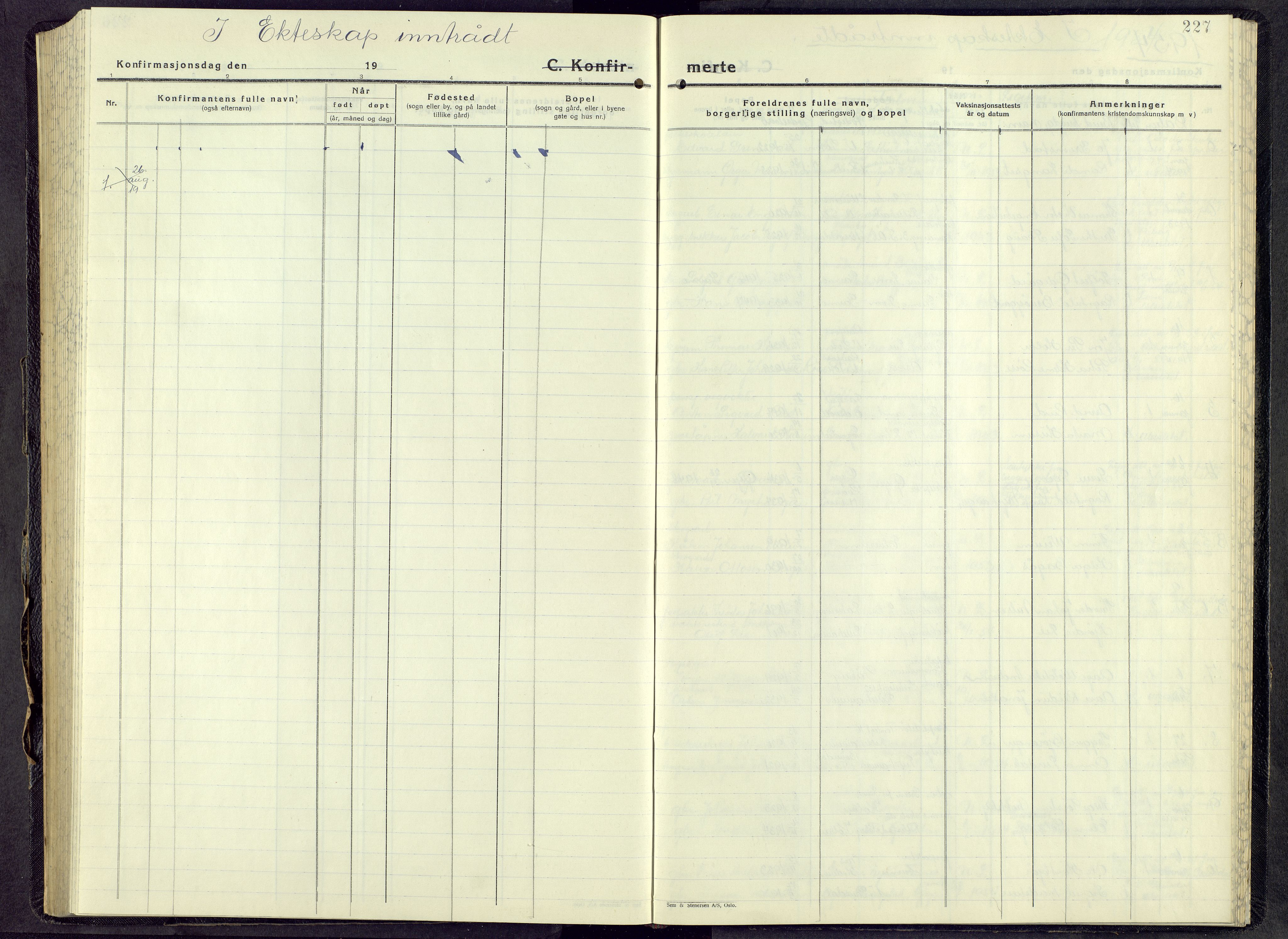 Lillehammer prestekontor, AV/SAH-PREST-088/H/Ha/Hab/L0005: Klokkerbok nr. 5, 1943-1955, s. 227