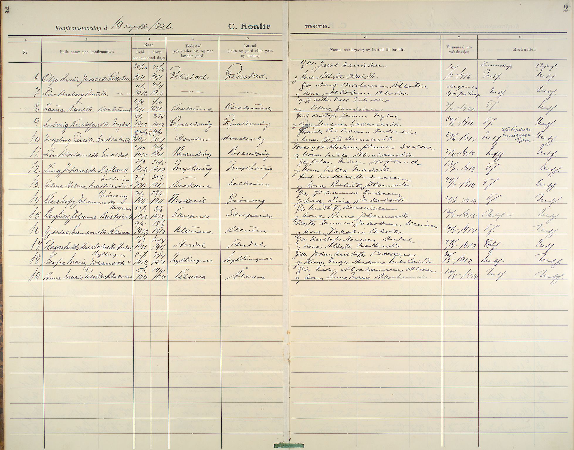 Kinn sokneprestembete, AV/SAB-A-80801/H/Haa/Haab/L0007: Ministerialbok nr. B 7, 1926-1964, s. 2