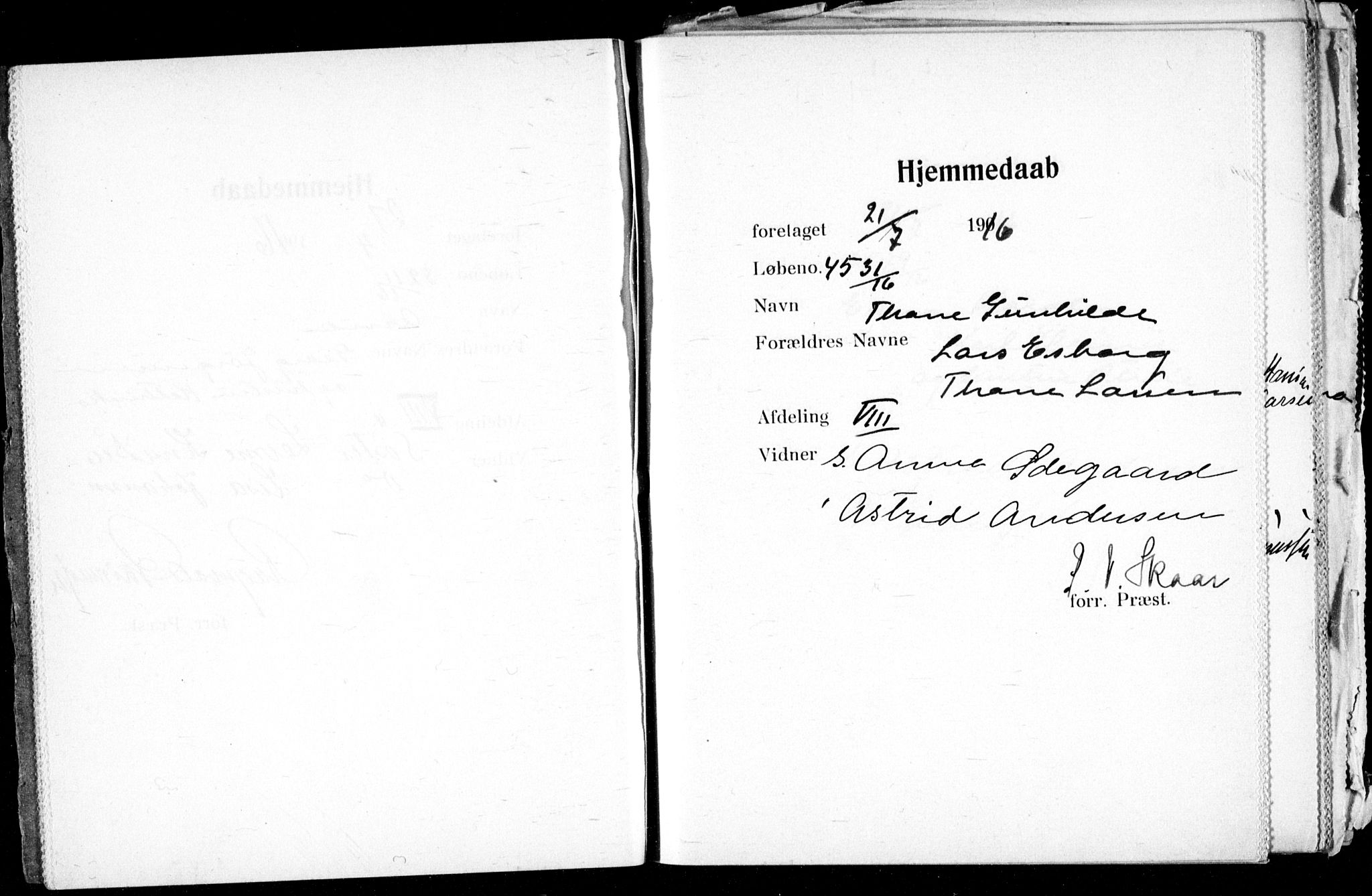 Ullevål sykehus prestekontor Kirkebøker, AV/SAO-A-10542a/K/Ka/L0003: Dåpsbok nr. 3, 1914-1921