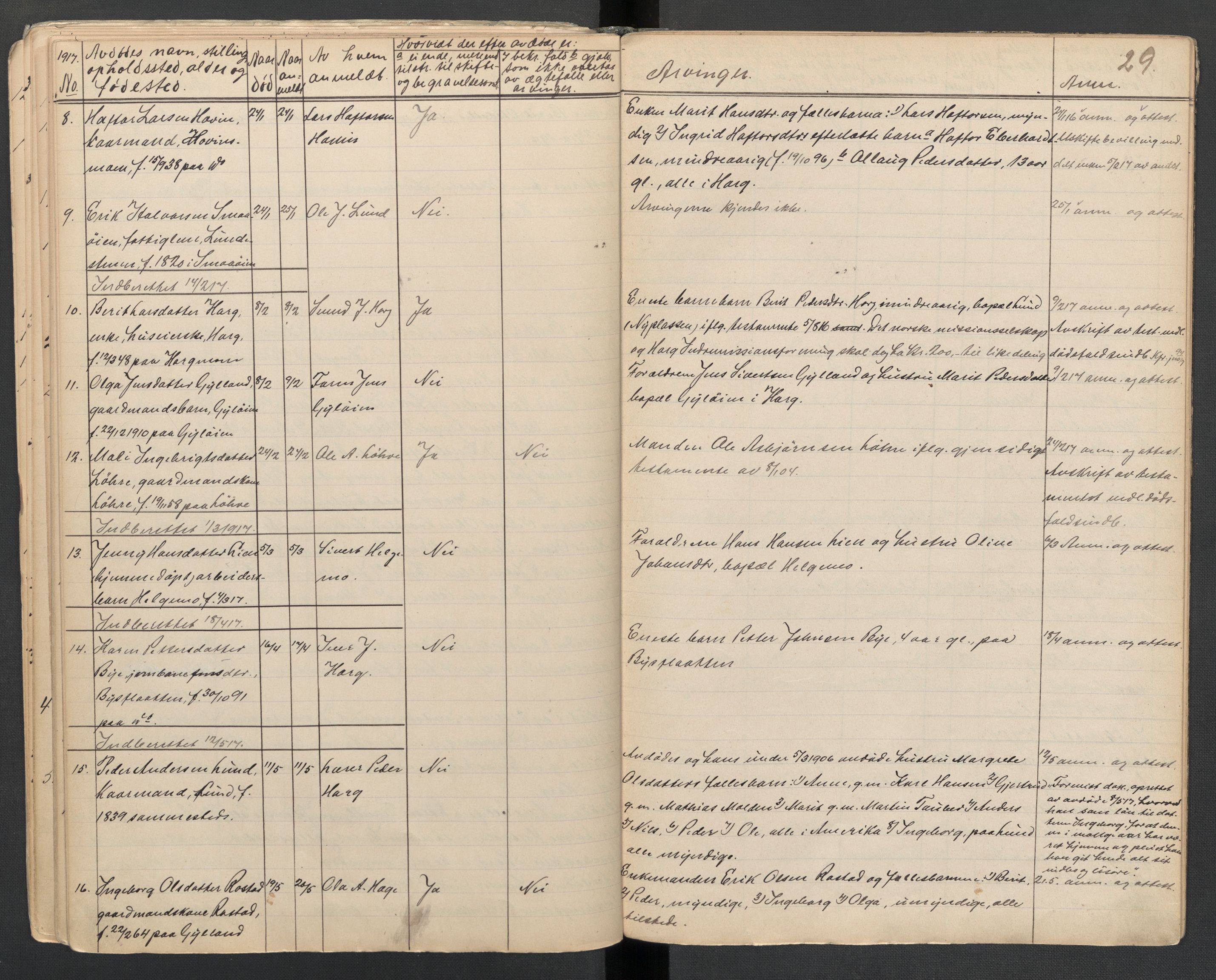 Horg lensmannskontor, AV/SAT-A-1057, 1904-1919, s. 29