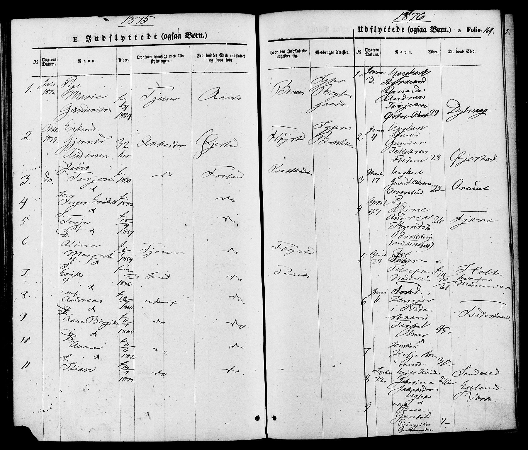Austre Moland sokneprestkontor, SAK/1111-0001/F/Fa/Faa/L0009: Ministerialbok nr. A 9, 1869-1879, s. 169