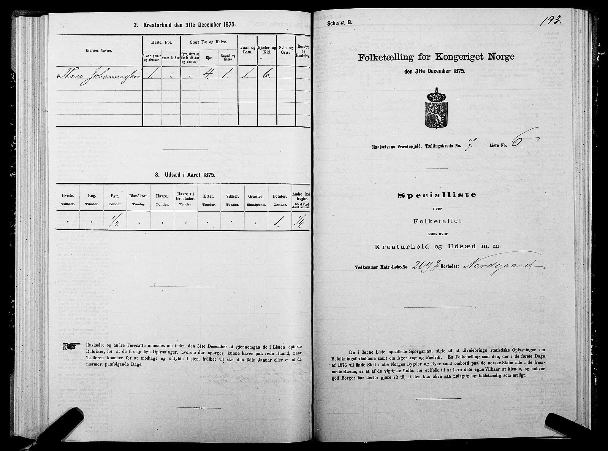 SATØ, Folketelling 1875 for 1924P Målselv prestegjeld, 1875, s. 3193