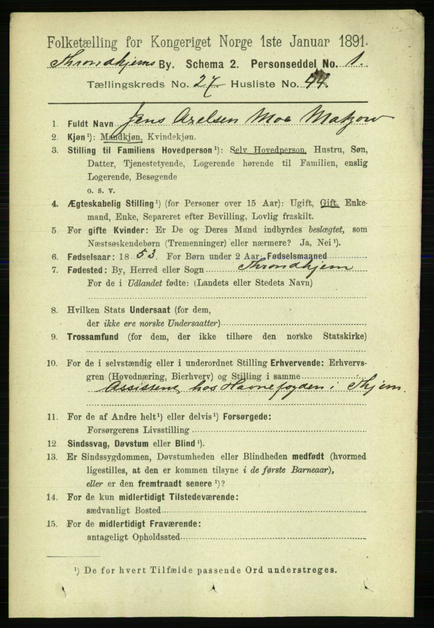 RA, Folketelling 1891 for 1601 Trondheim kjøpstad, 1891, s. 20885