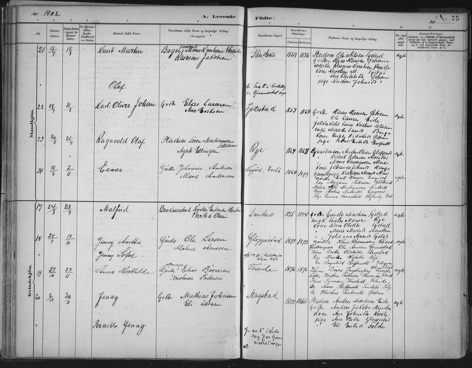 Gloppen sokneprestembete, AV/SAB-A-80101/H/Haa/Haab/L0001: Ministerialbok nr. B  1, 1885-1905, s. 75
