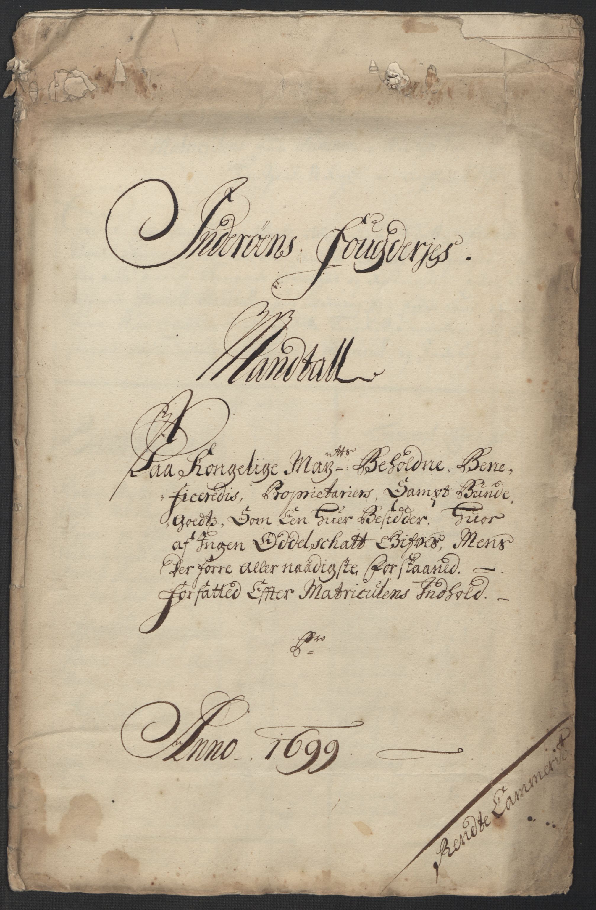Rentekammeret inntil 1814, Reviderte regnskaper, Fogderegnskap, RA/EA-4092/R63/L4310: Fogderegnskap Inderøy, 1698-1699, s. 381