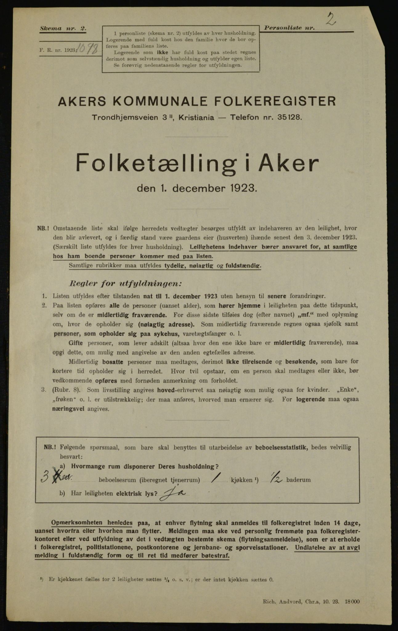 , Kommunal folketelling 1.12.1923 for Aker, 1923, s. 43055