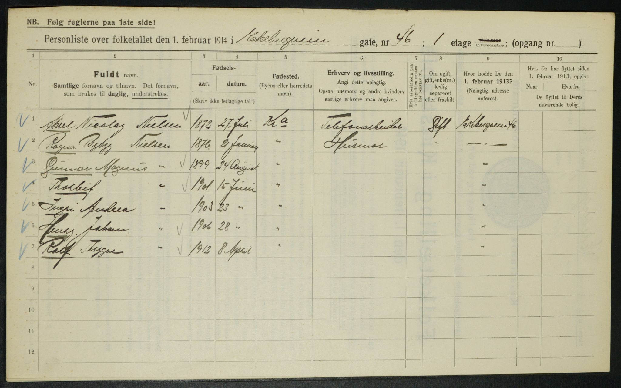 OBA, Kommunal folketelling 1.2.1914 for Kristiania, 1914, s. 20579