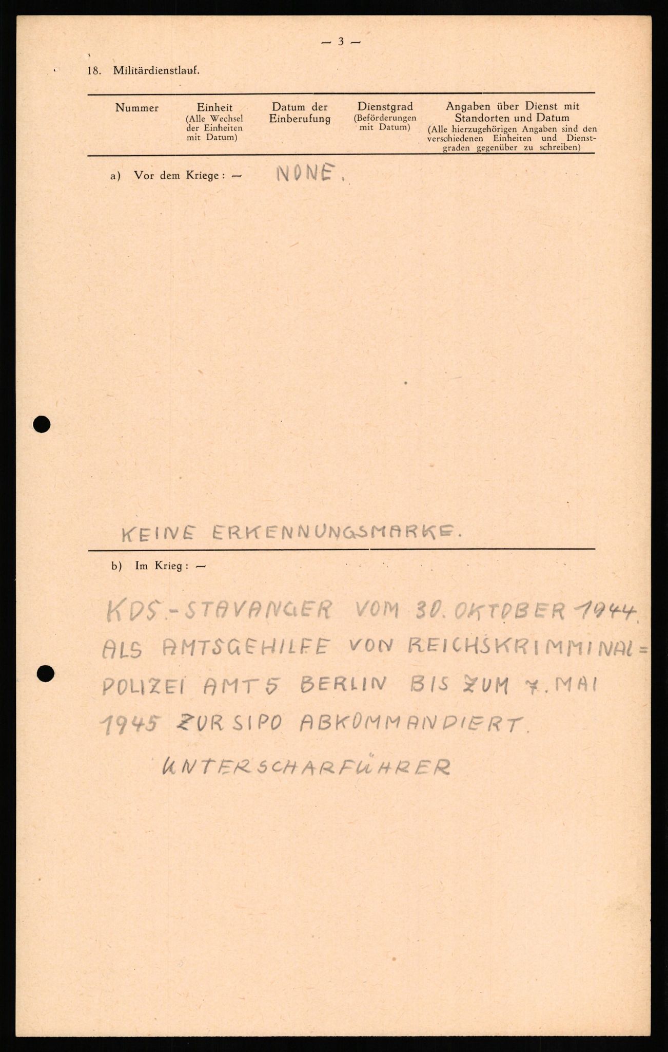 Forsvaret, Forsvarets overkommando II, AV/RA-RAFA-3915/D/Db/L0022: CI Questionaires. Tyske okkupasjonsstyrker i Norge. Tyskere., 1945-1946, s. 509