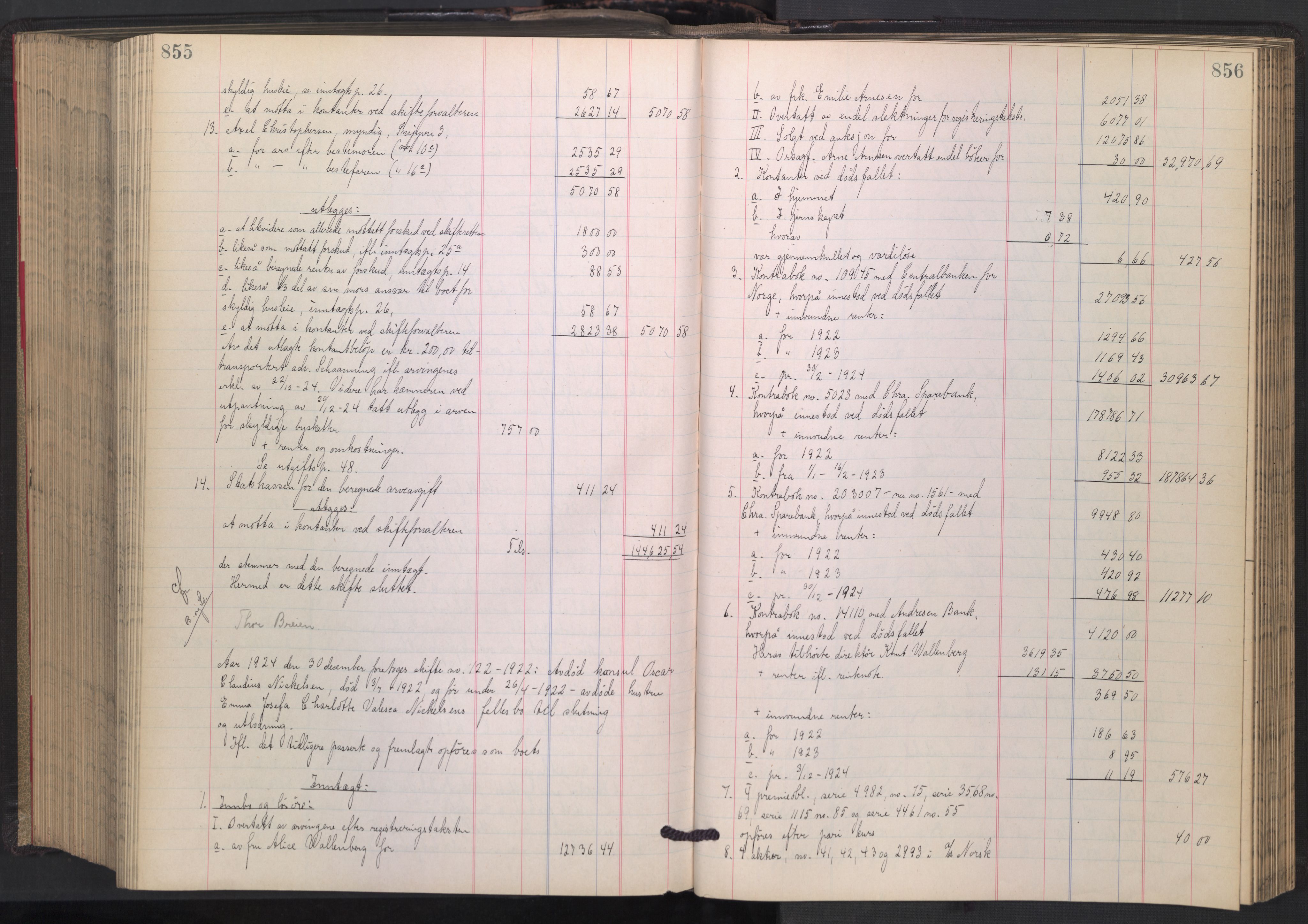 Oslo skifterett, AV/SAO-A-10383/H/Hd/Hdb/L0016: Skifteutlodningsprotokoll, 1923-1925, s. 855-856
