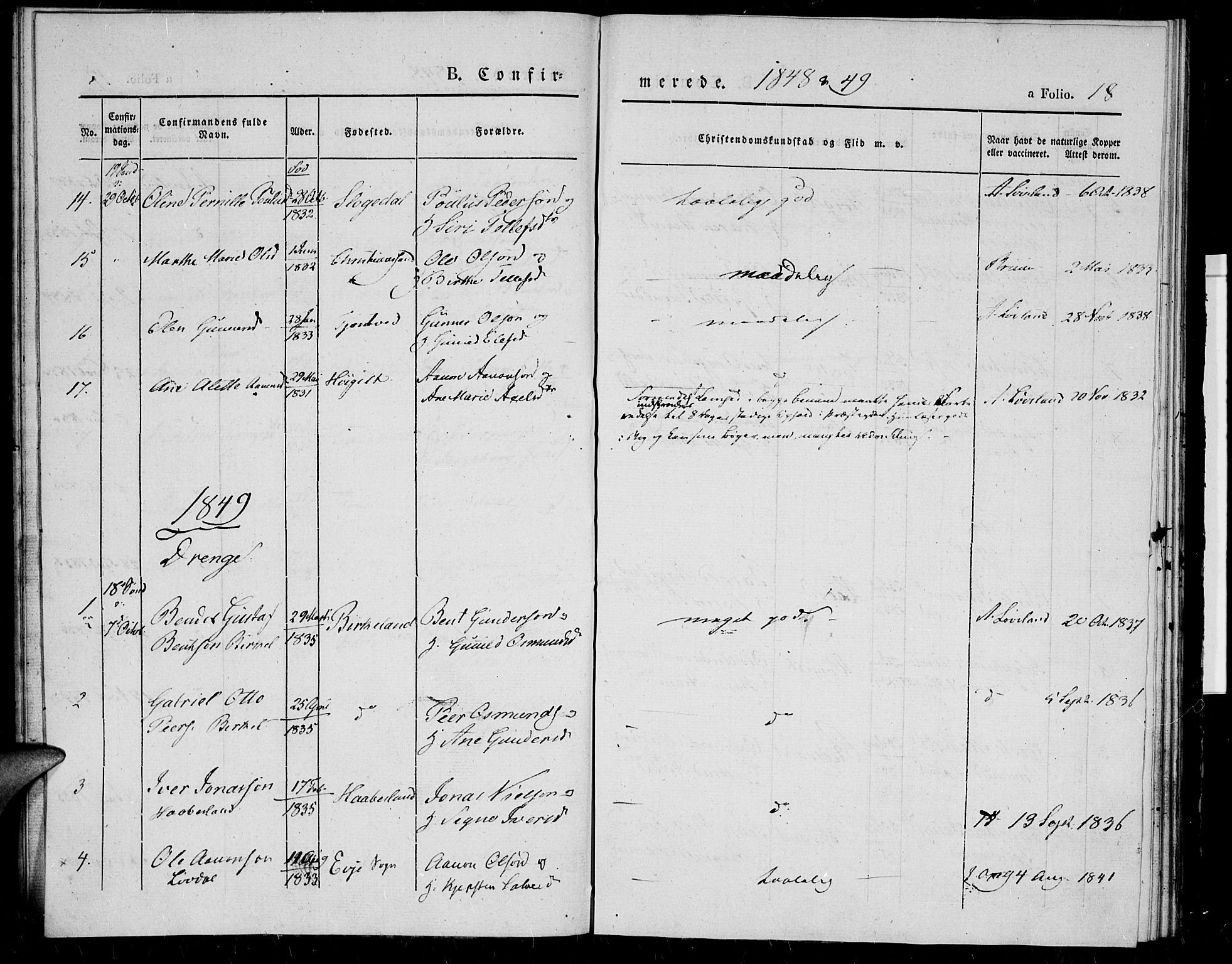 Birkenes sokneprestkontor, SAK/1111-0004/F/Fa/L0002: Ministerialbok nr. A 2, 1839-1849, s. 18