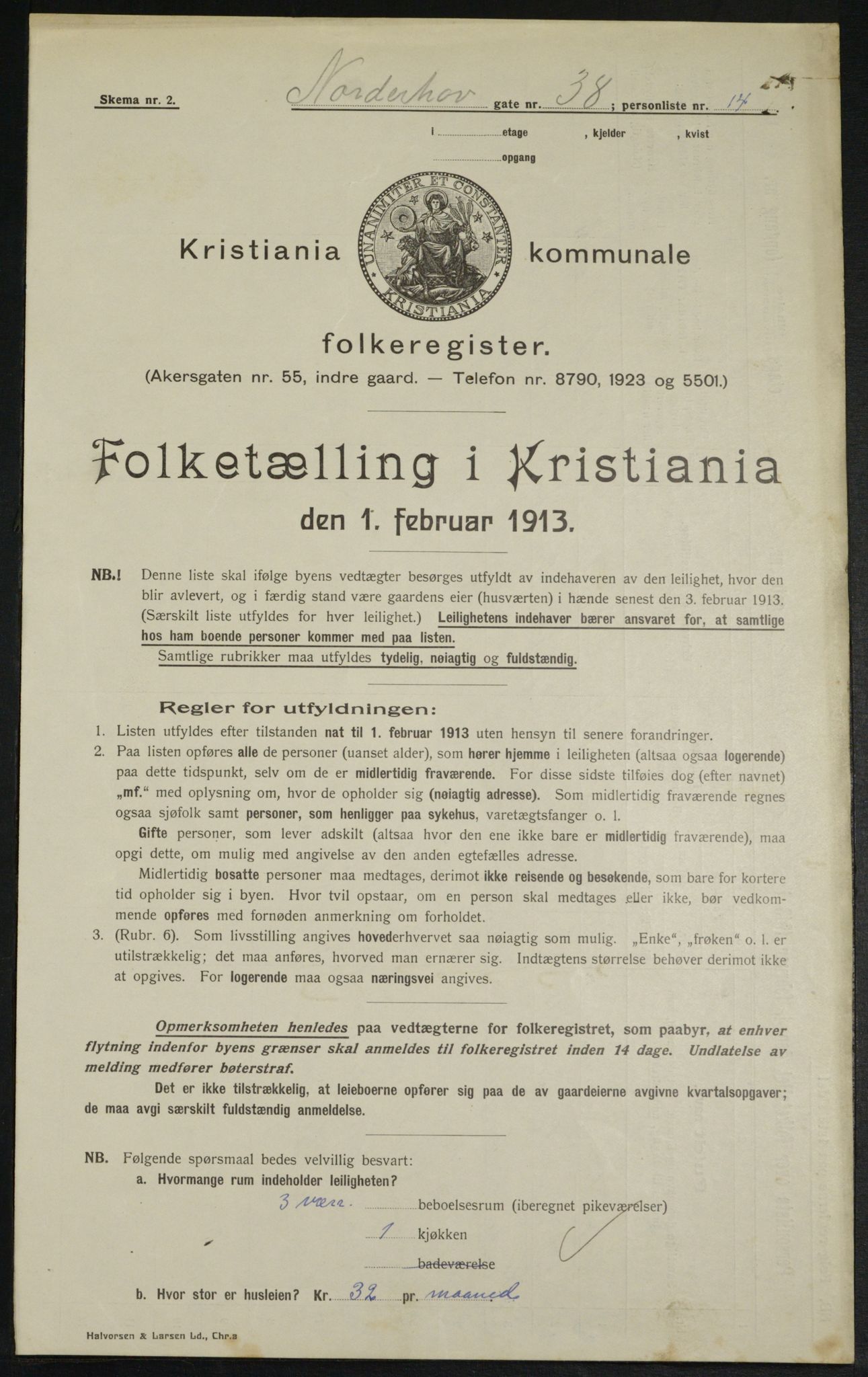 OBA, Kommunal folketelling 1.2.1913 for Kristiania, 1913, s. 73087