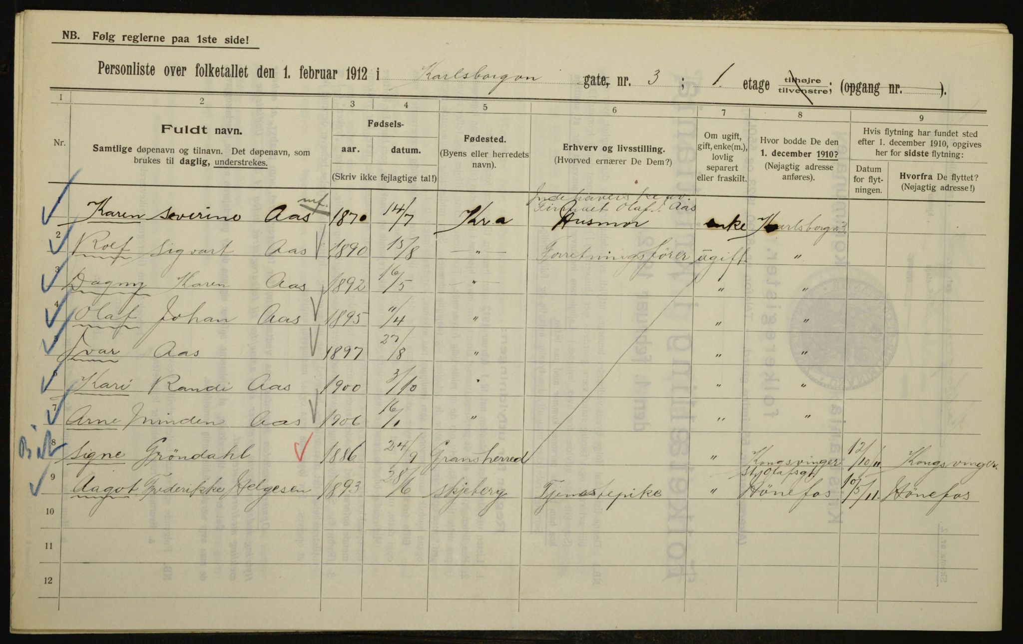 OBA, Kommunal folketelling 1.2.1912 for Kristiania, 1912, s. 49258