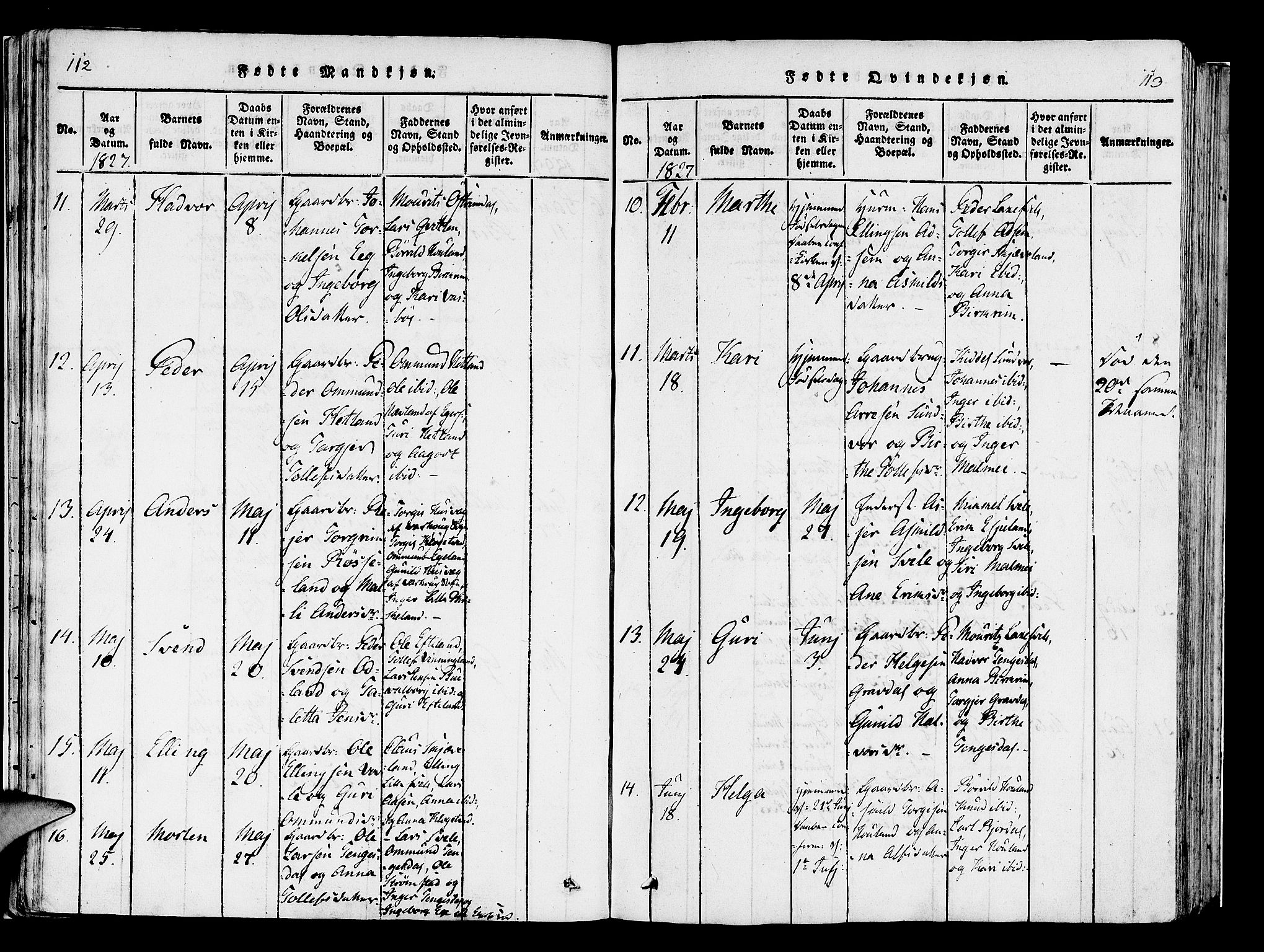 Helleland sokneprestkontor, AV/SAST-A-101810: Ministerialbok nr. A 5, 1815-1834, s. 112-113