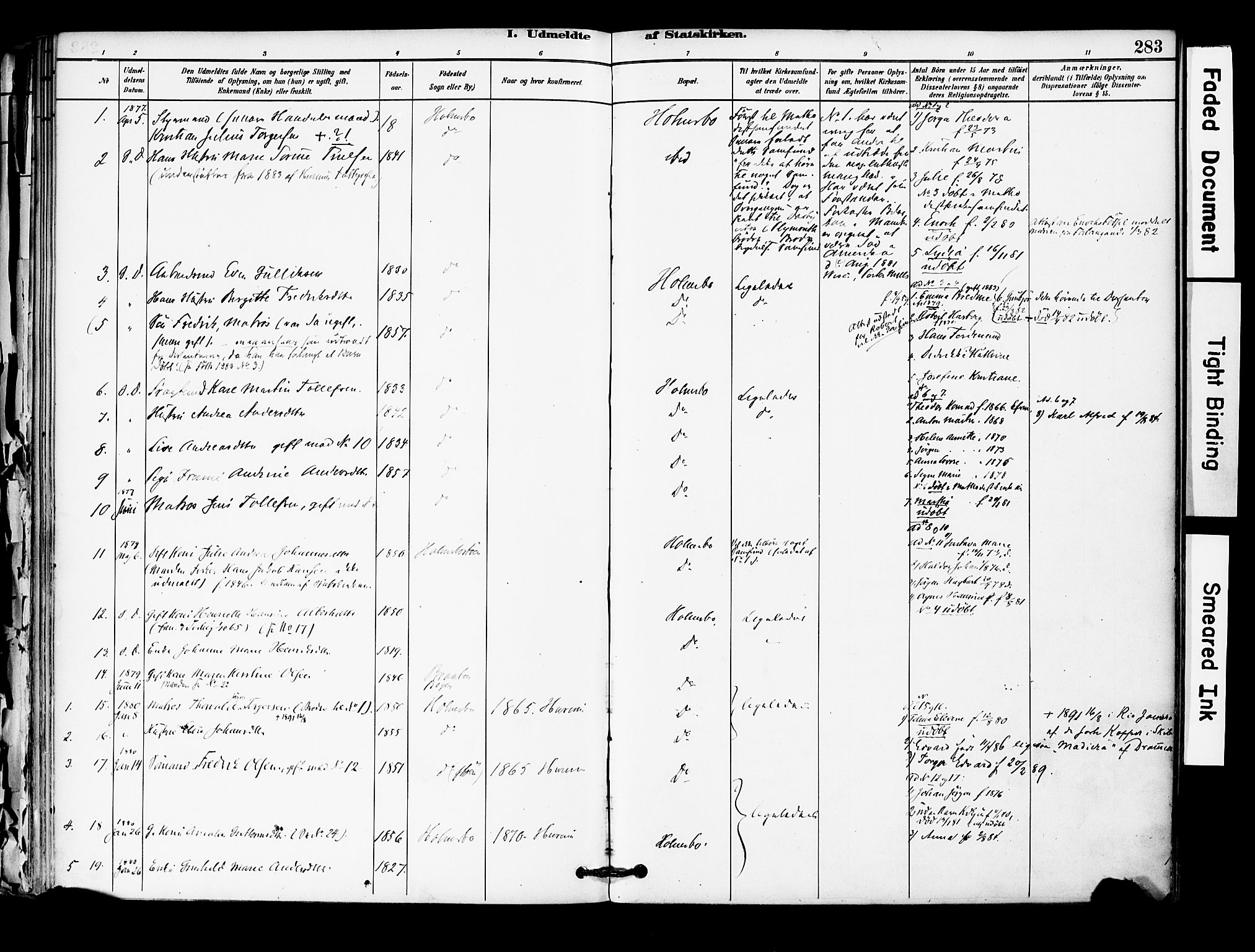 Hurum kirkebøker, AV/SAKO-A-229/F/Fa/L0014: Ministerialbok nr. 14, 1882-1895, s. 283