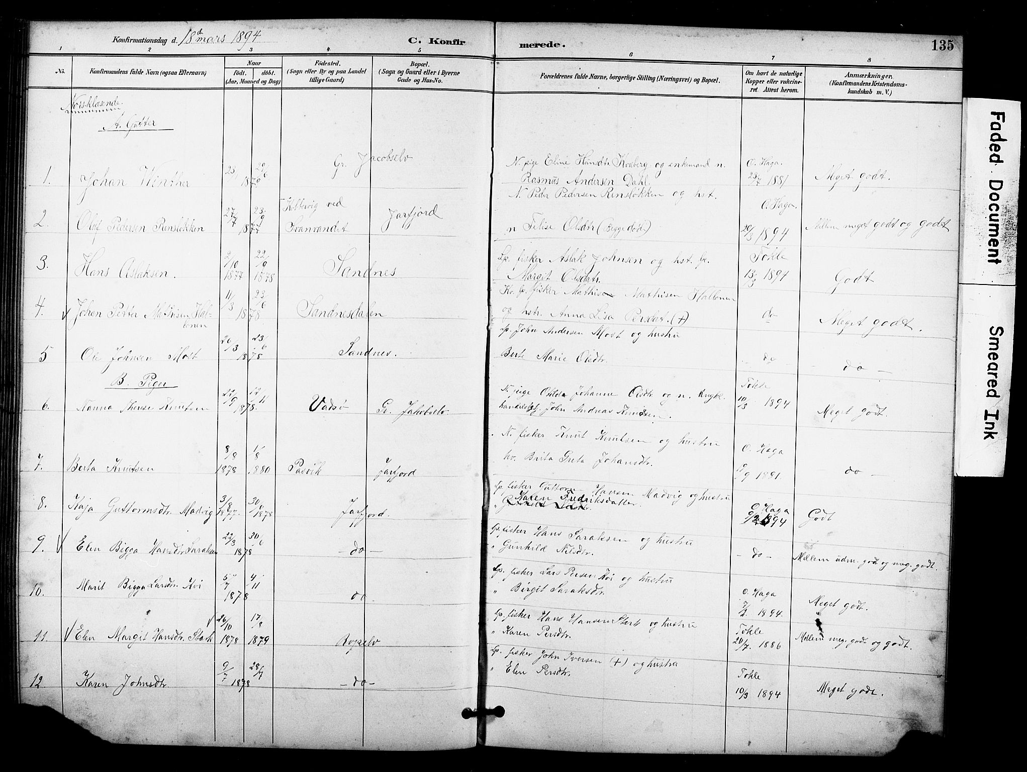 Sør-Varanger sokneprestkontor, AV/SATØ-S-1331/H/Hb/L0004klokker: Klokkerbok nr. 4, 1891-1912, s. 135
