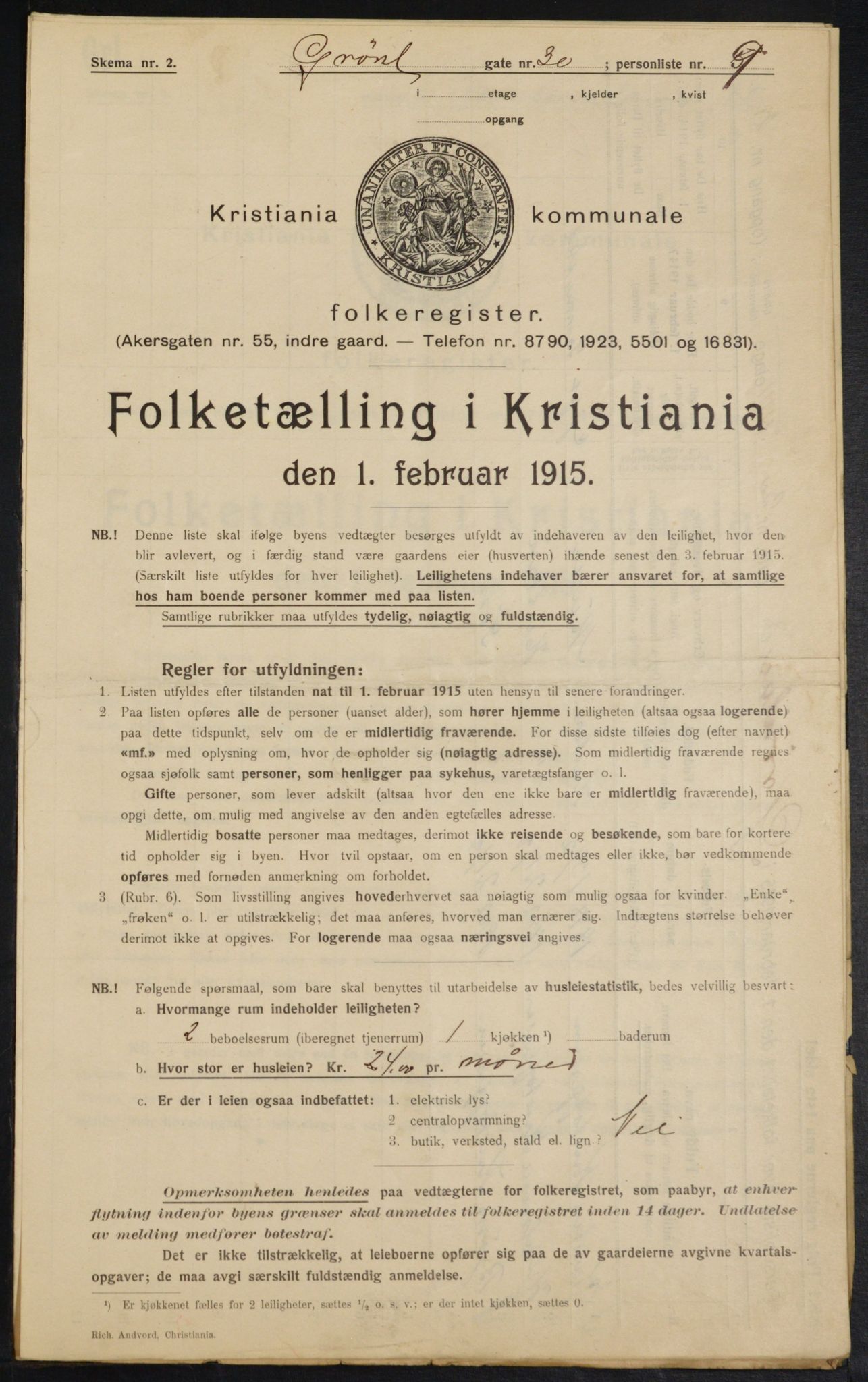 OBA, Kommunal folketelling 1.2.1915 for Kristiania, 1915, s. 31141