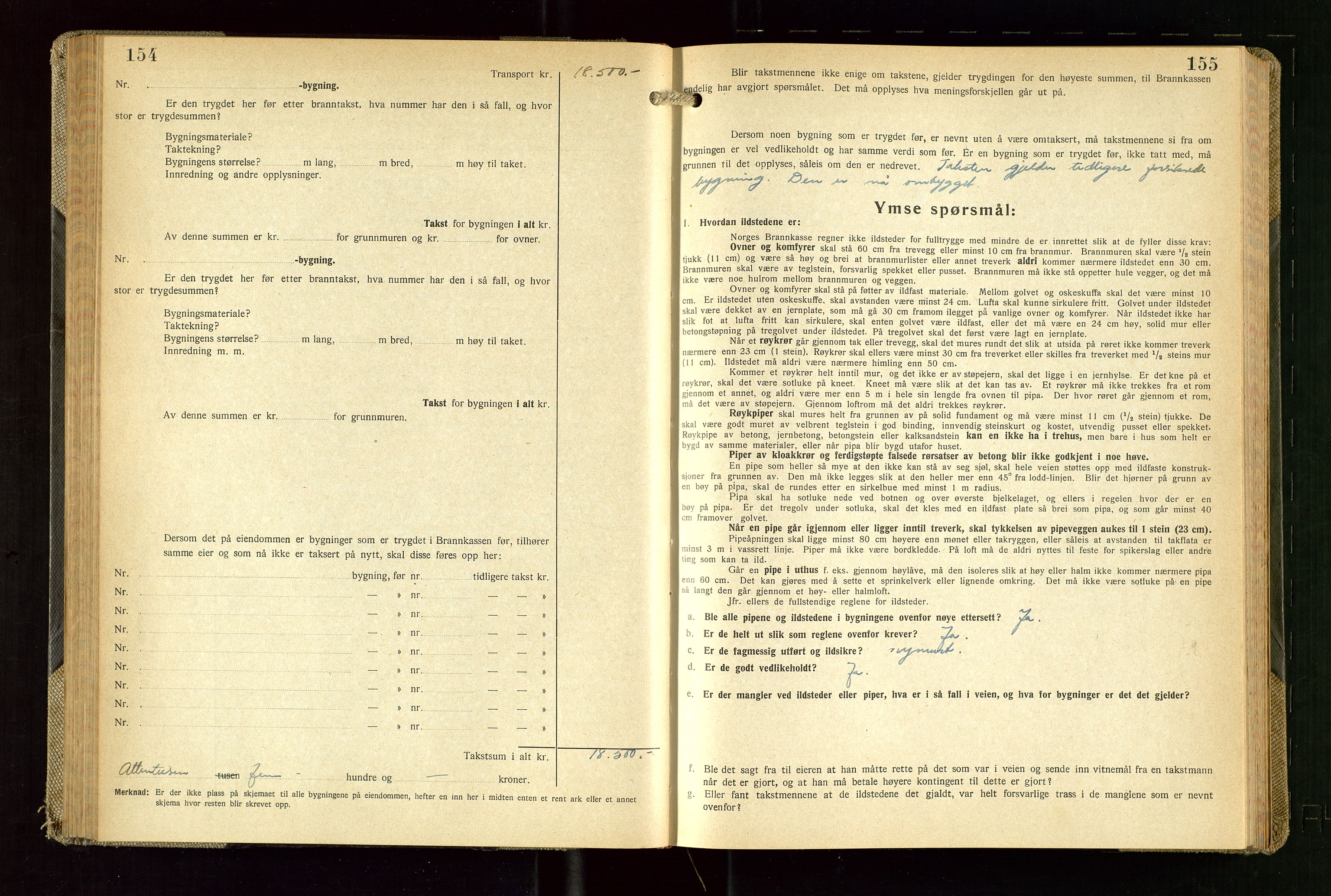 Skudenes lensmannskontor, AV/SAST-A-100444/Gob/L0003: "Brandtakstprotokoll", 1942-1954, s. 154-155