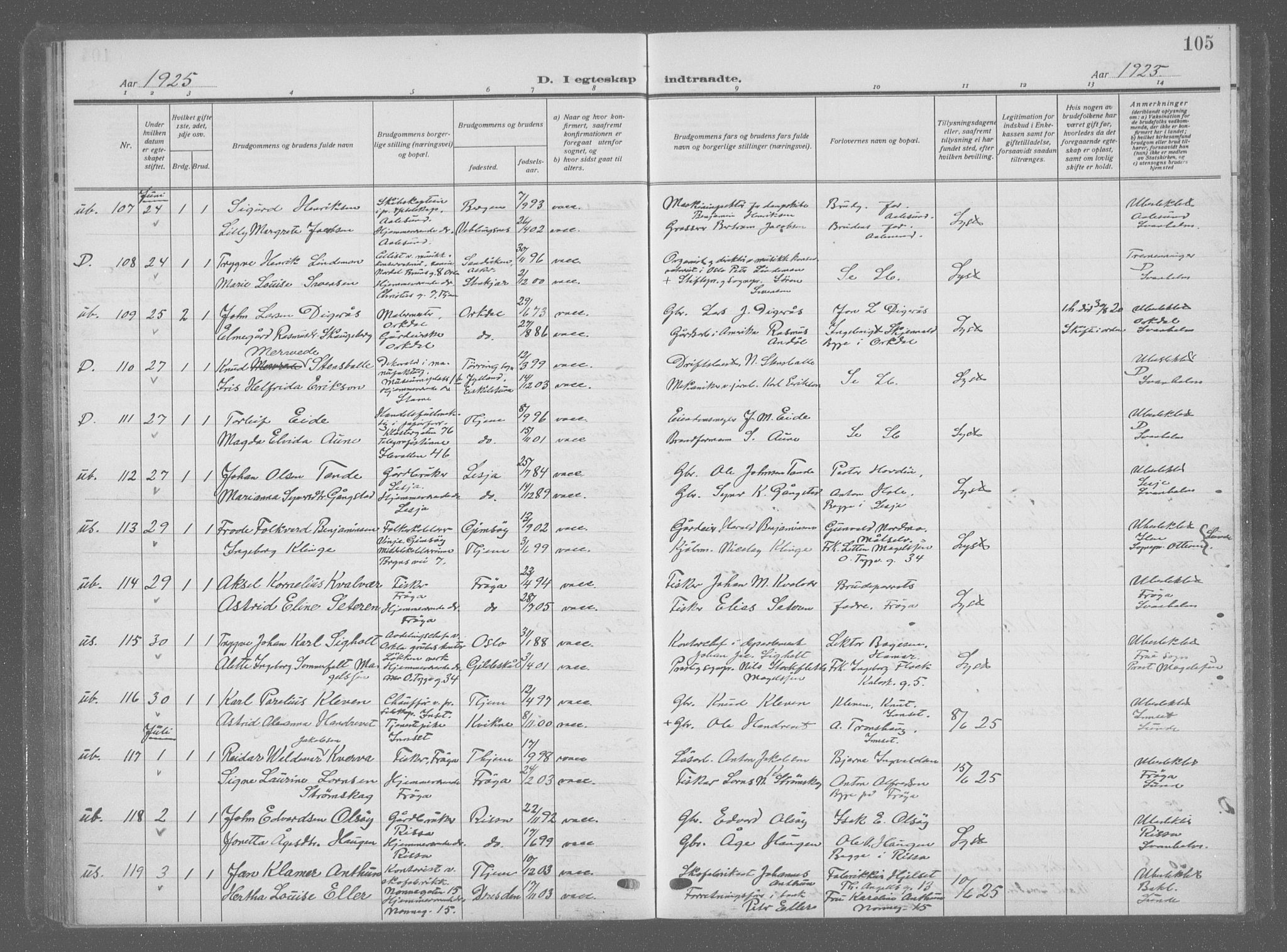 Ministerialprotokoller, klokkerbøker og fødselsregistre - Sør-Trøndelag, SAT/A-1456/601/L0098: Klokkerbok nr. 601C16, 1921-1934, s. 106