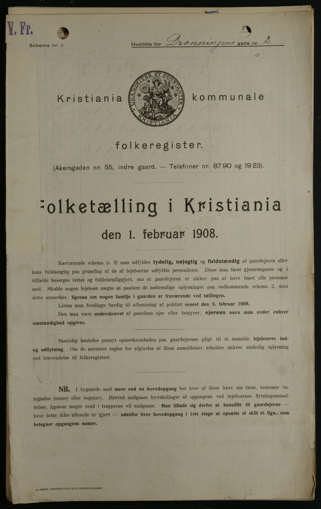 OBA, Kommunal folketelling 1.2.1908 for Kristiania kjøpstad, 1908, s. 15956