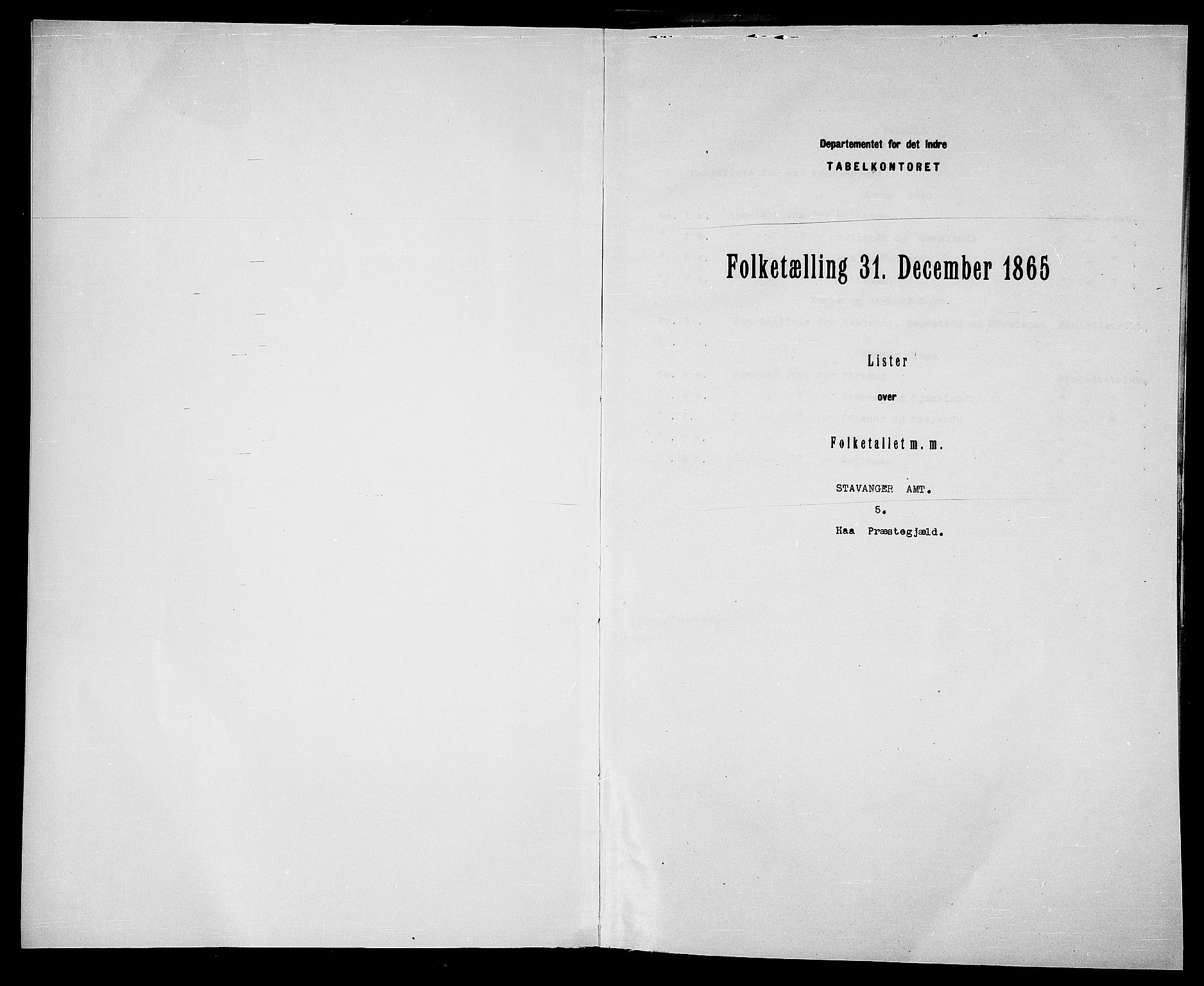 RA, Folketelling 1865 for 1119P Hå prestegjeld, 1865, s. 3