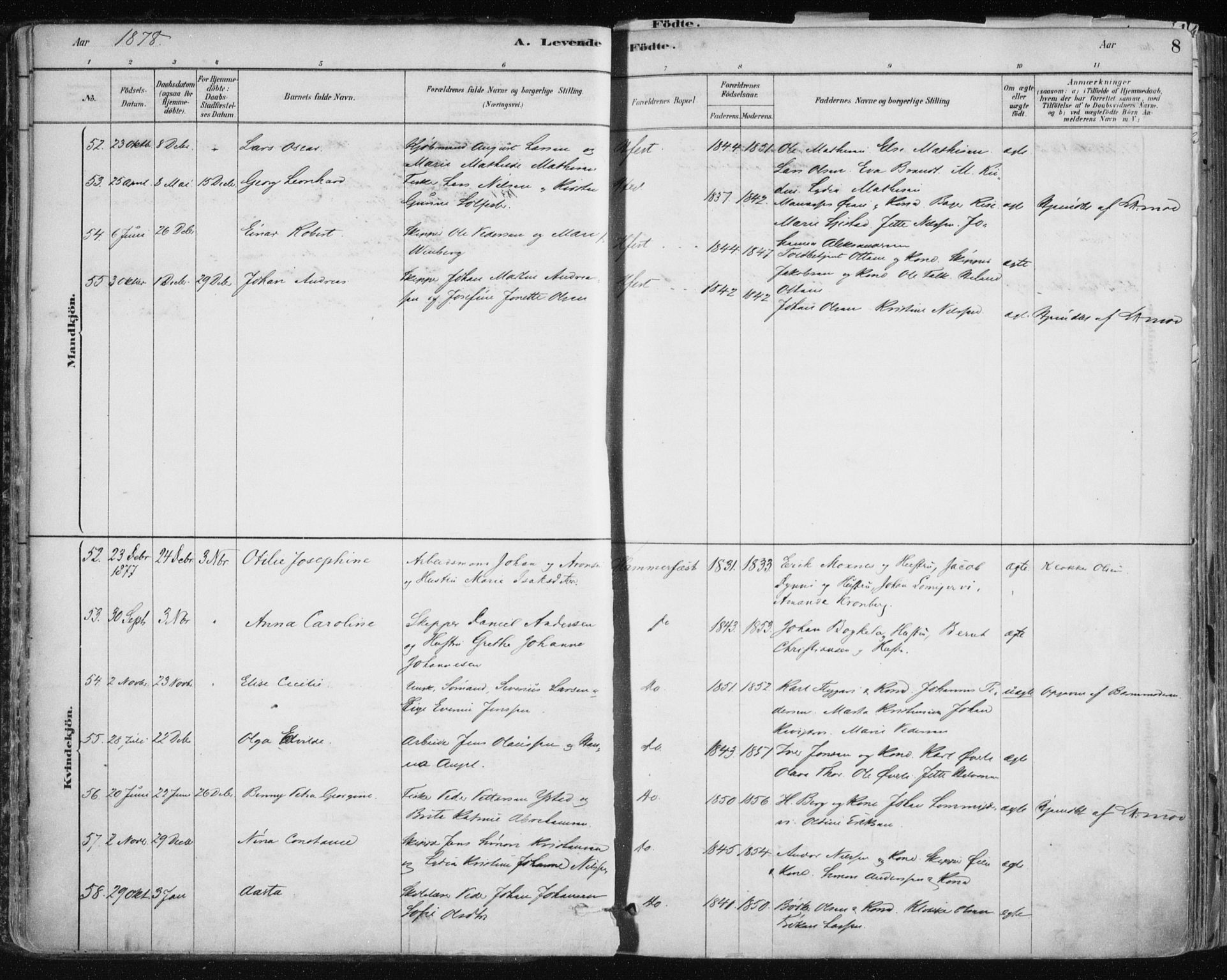 Hammerfest sokneprestkontor, SATØ/S-1347/H/Ha/L0008.kirke: Ministerialbok nr. 8, 1878-1889, s. 8