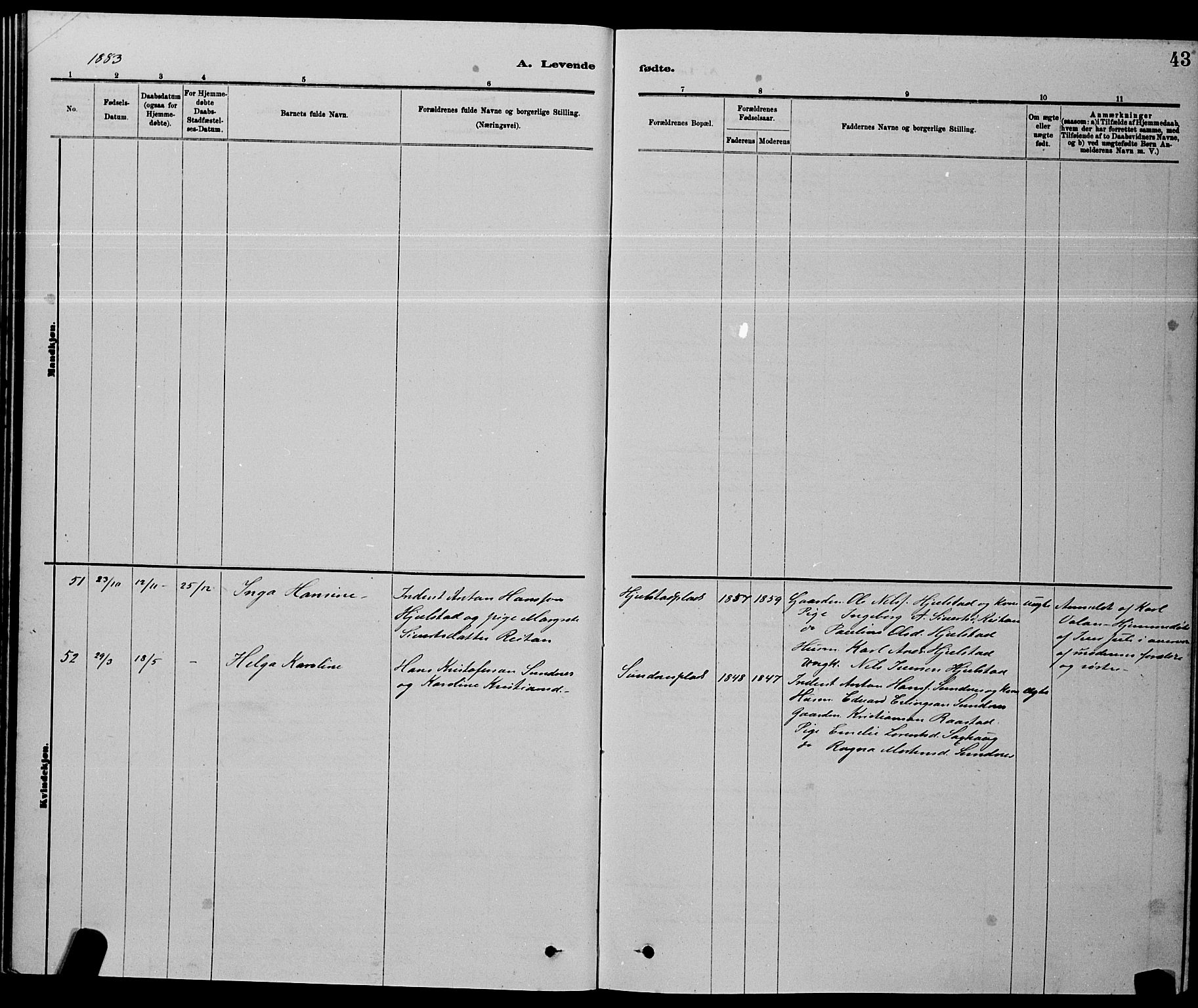 Ministerialprotokoller, klokkerbøker og fødselsregistre - Nord-Trøndelag, AV/SAT-A-1458/730/L0301: Klokkerbok nr. 730C04, 1880-1897, s. 43