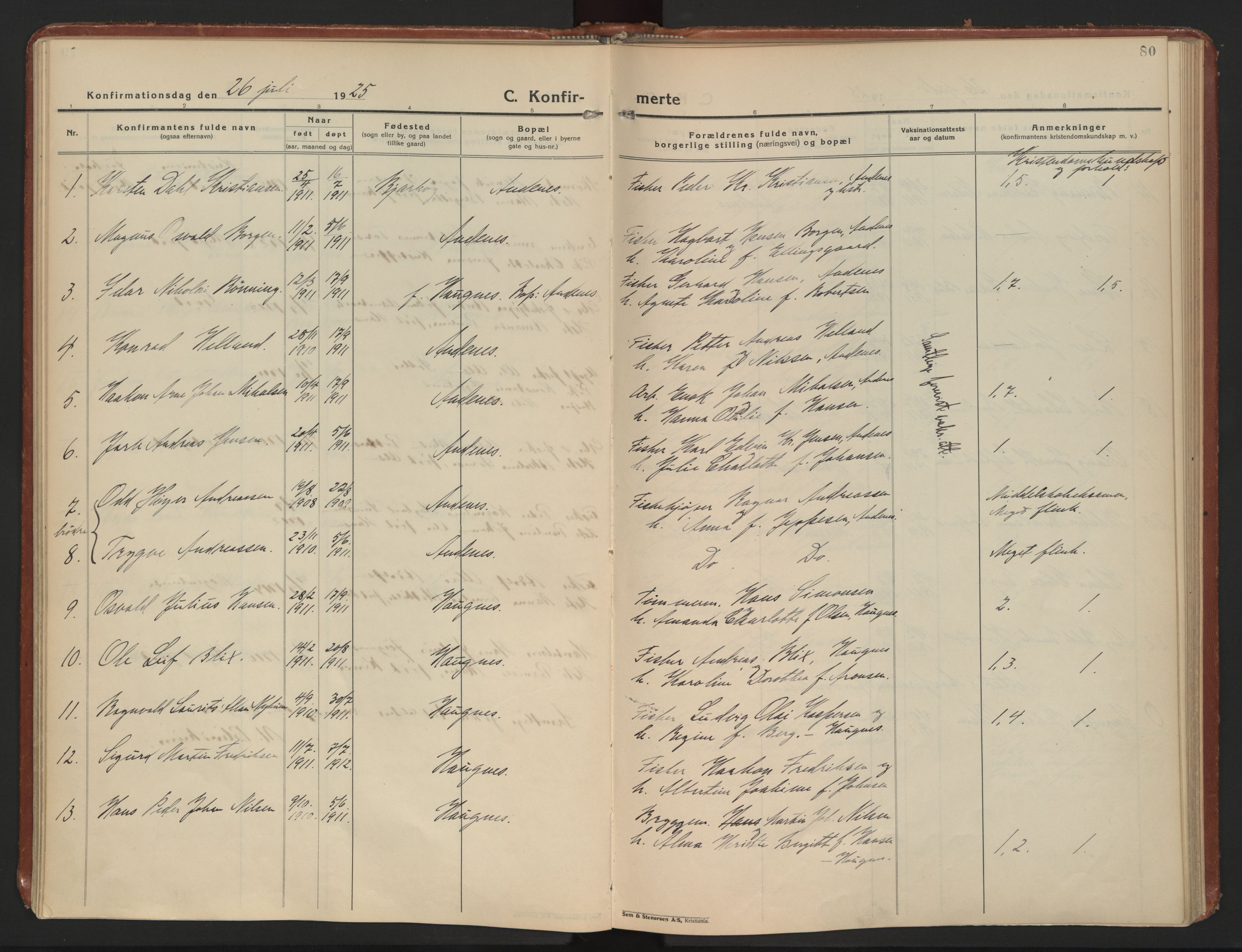 Ministerialprotokoller, klokkerbøker og fødselsregistre - Nordland, AV/SAT-A-1459/899/L1441: Ministerialbok nr. 899A09, 1923-1939, s. 80