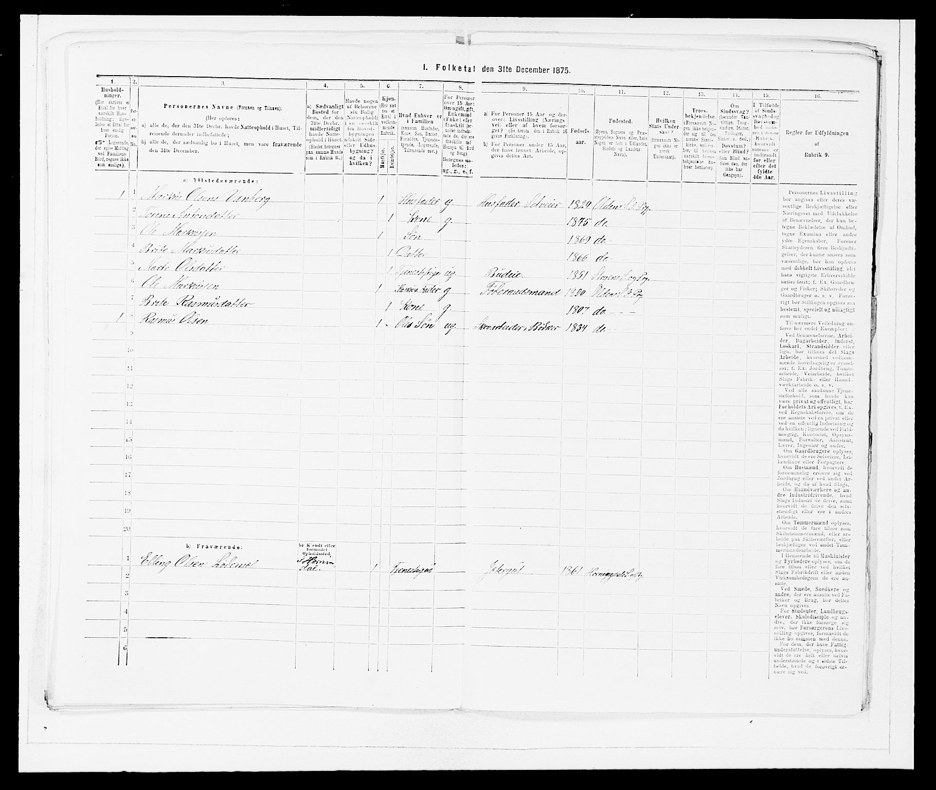 SAB, Folketelling 1875 for 1447P Innvik prestegjeld, 1875, s. 697