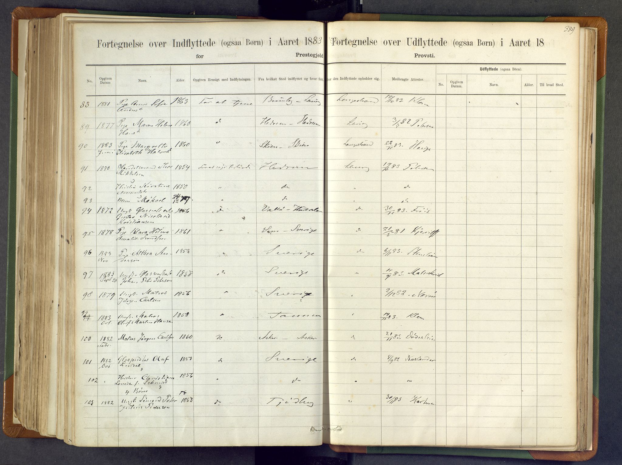 Larvik kirkebøker, AV/SAKO-A-352/F/Fa/L0007: Ministerialbok nr. I 7, 1871-1883, s. 389