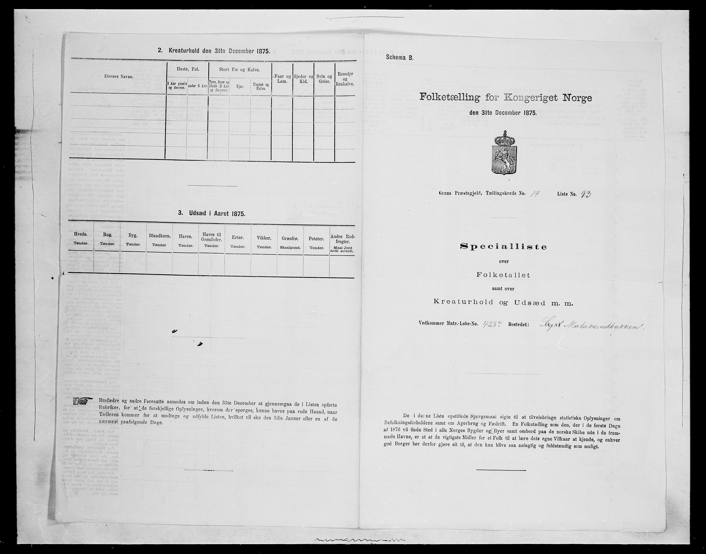 SAH, Folketelling 1875 for 0534P Gran prestegjeld, 1875, s. 2715