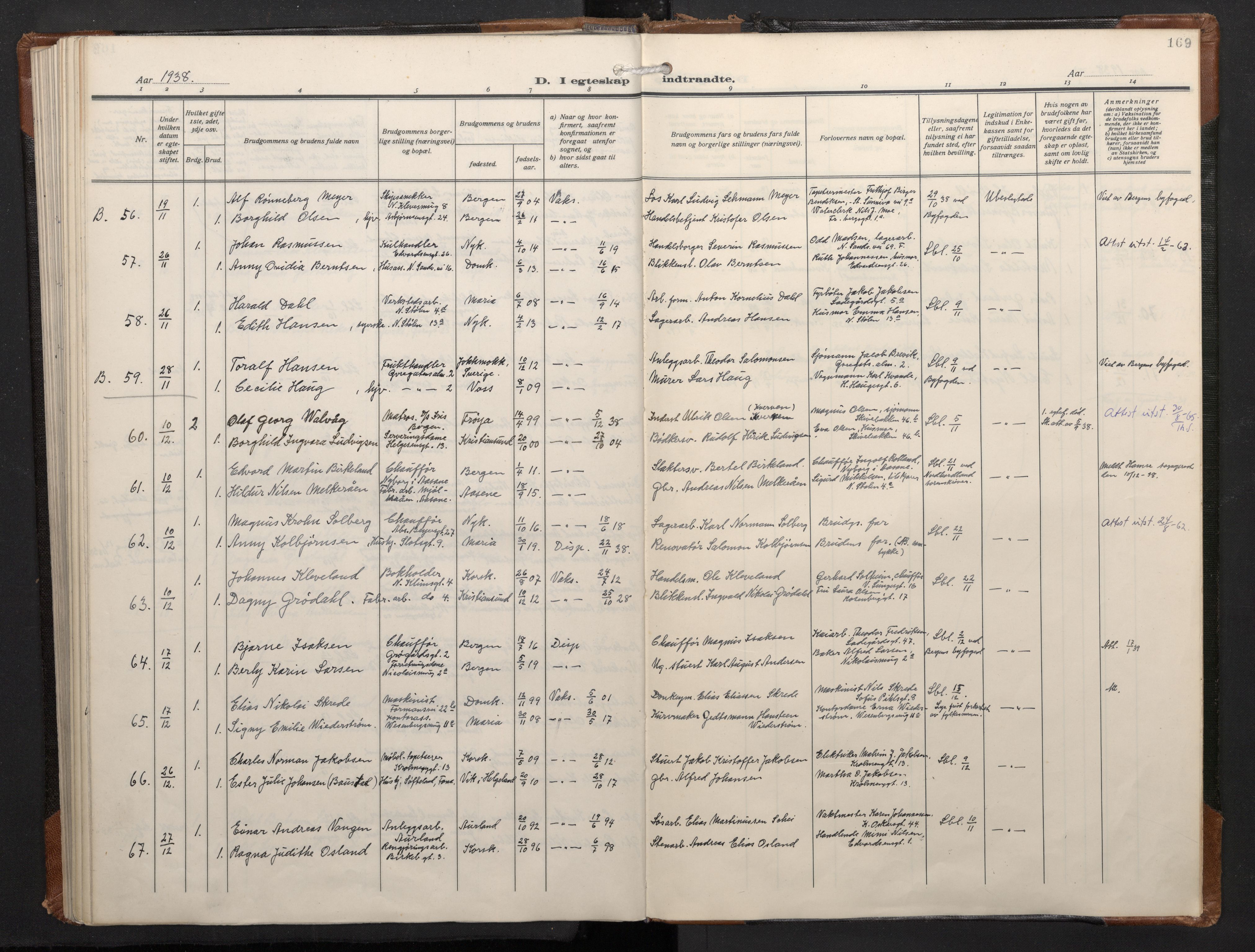 Mariakirken Sokneprestembete, AV/SAB-A-76901/H/Haa/L0016: Ministerialbok nr. C 4, 1927-1938, s. 168b-169a