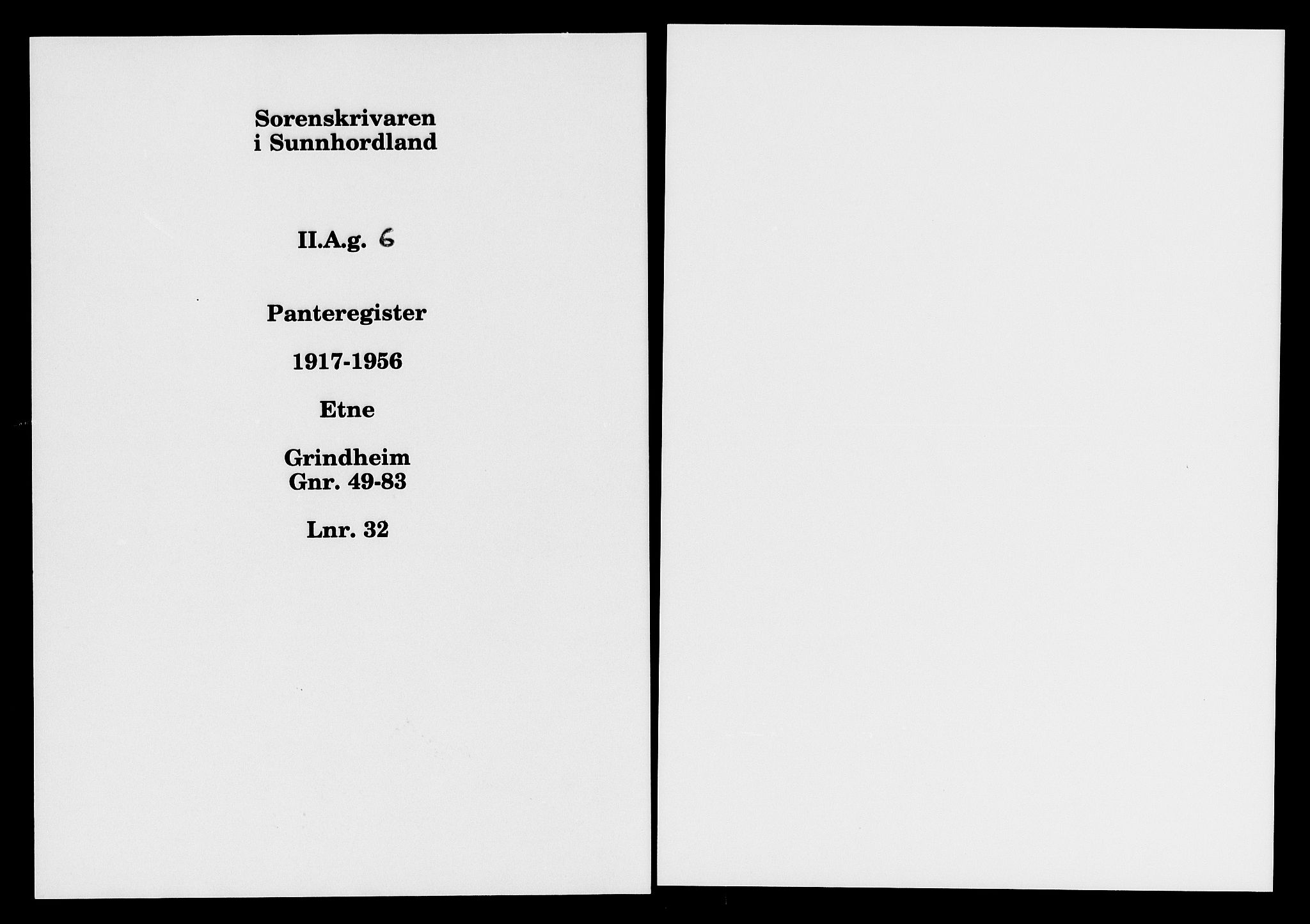 Sunnhordland sorenskrivar, SAB/A-2401/1/G/Ga/Gag/L0006: Panteregister nr. II.A.g.6, 1917-1956