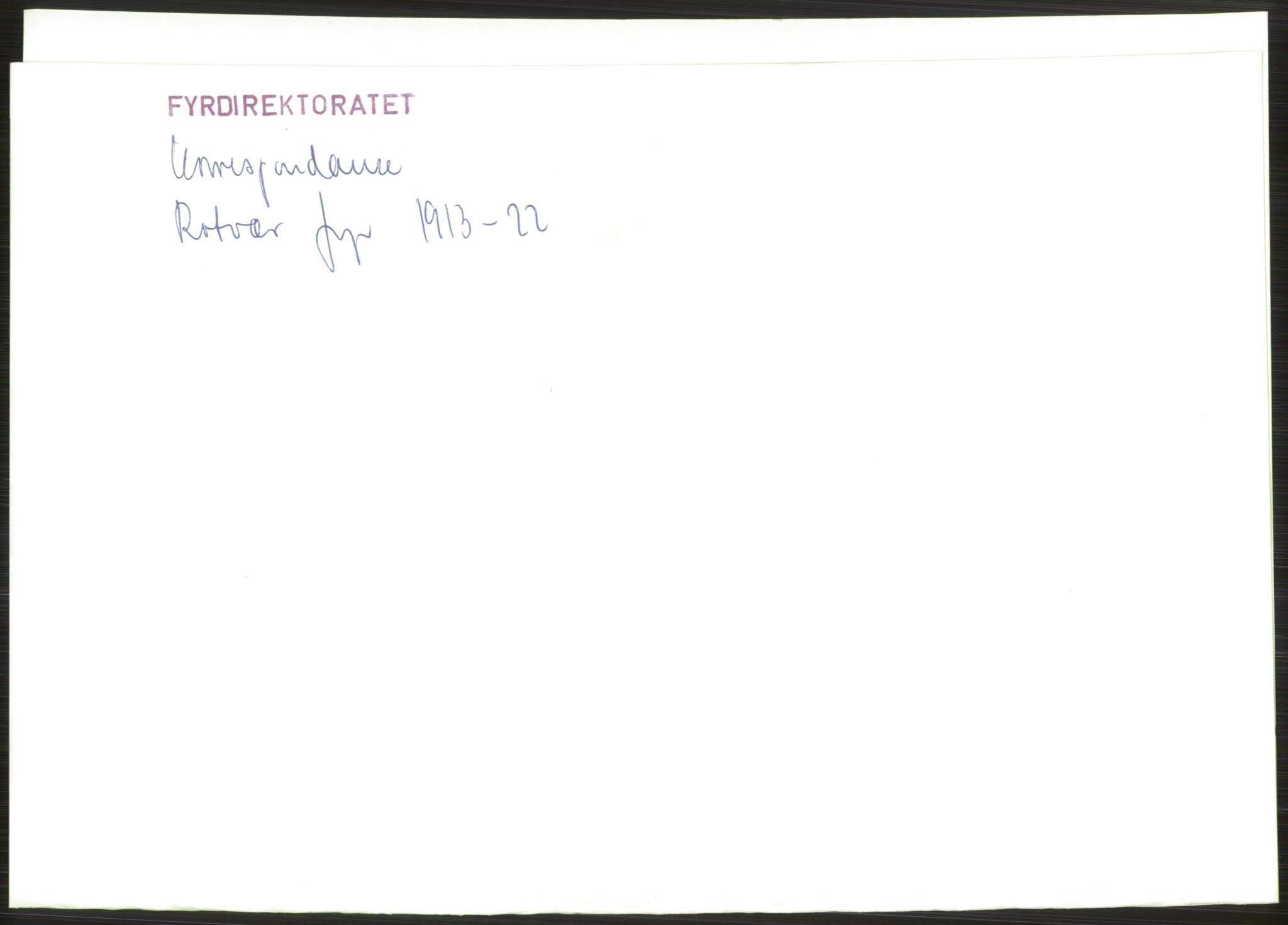 Fyrdirektoratet, AV/RA-S-1602/2/D/L0187/0004: -- / Rotvær fyr (Se 305, 392), 1913-1922, s. 1