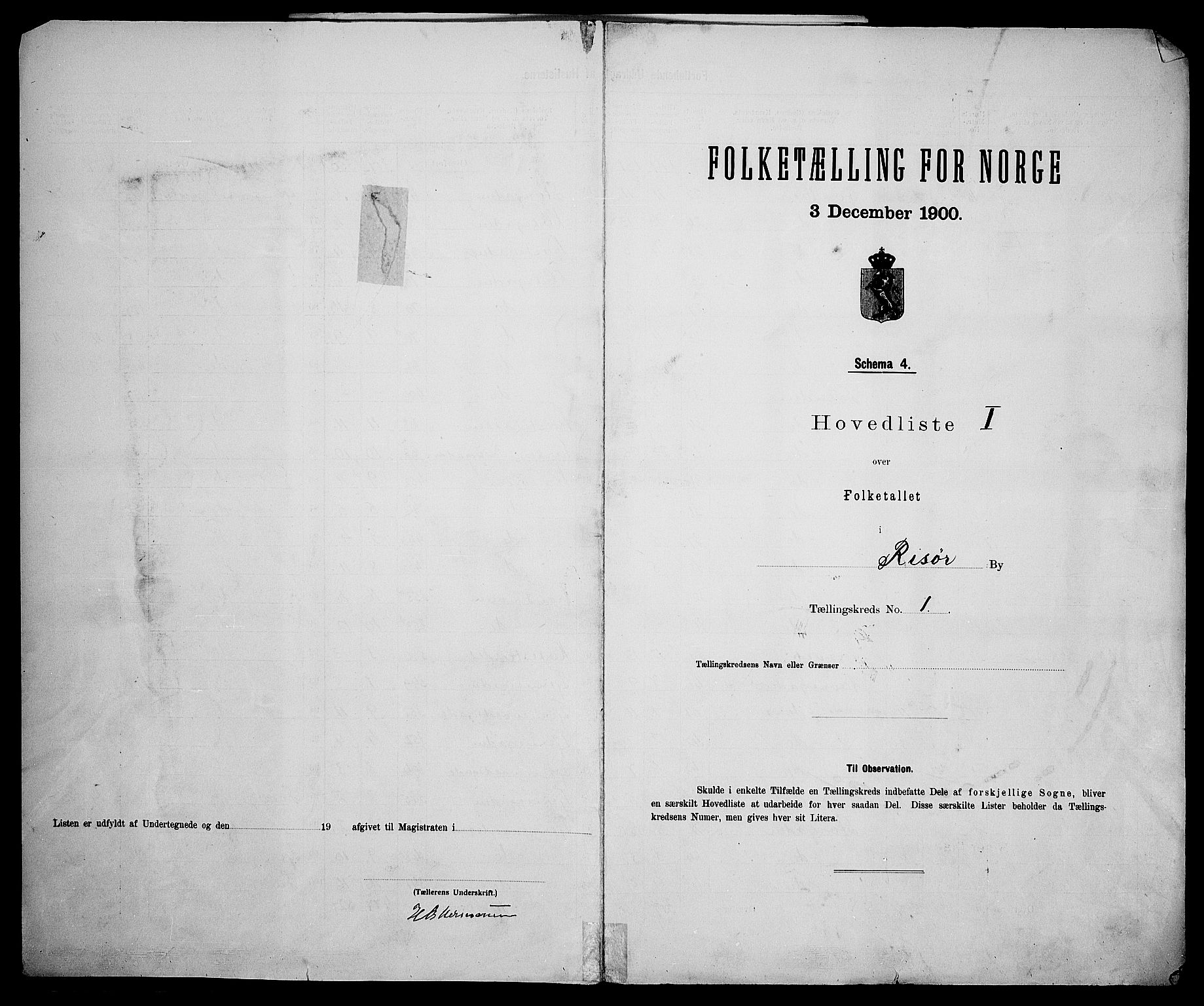 SAK, Folketelling 1900 for 0901 Risør kjøpstad, 1900, s. 9