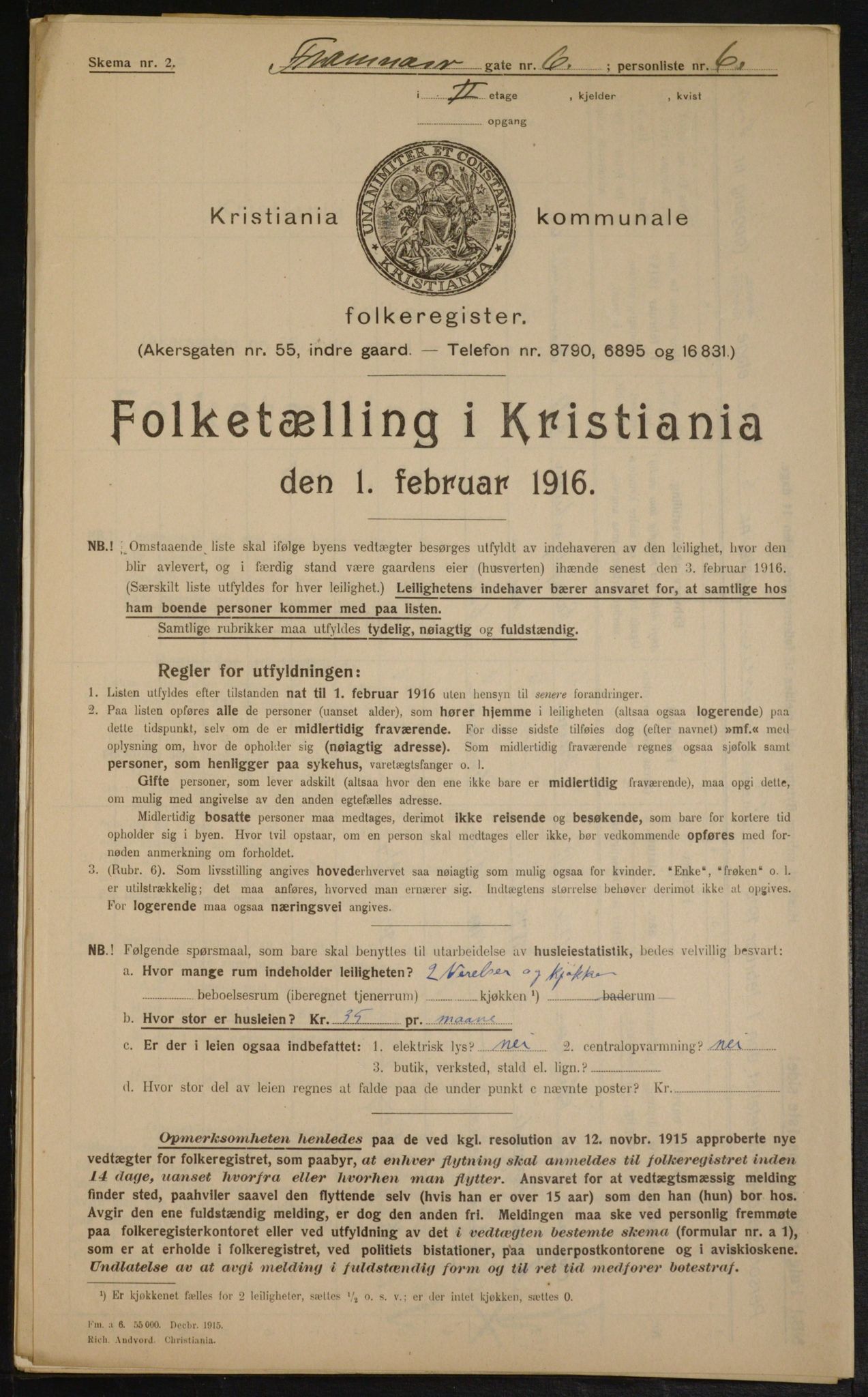 OBA, Kommunal folketelling 1.2.1916 for Kristiania, 1916, s. 25806