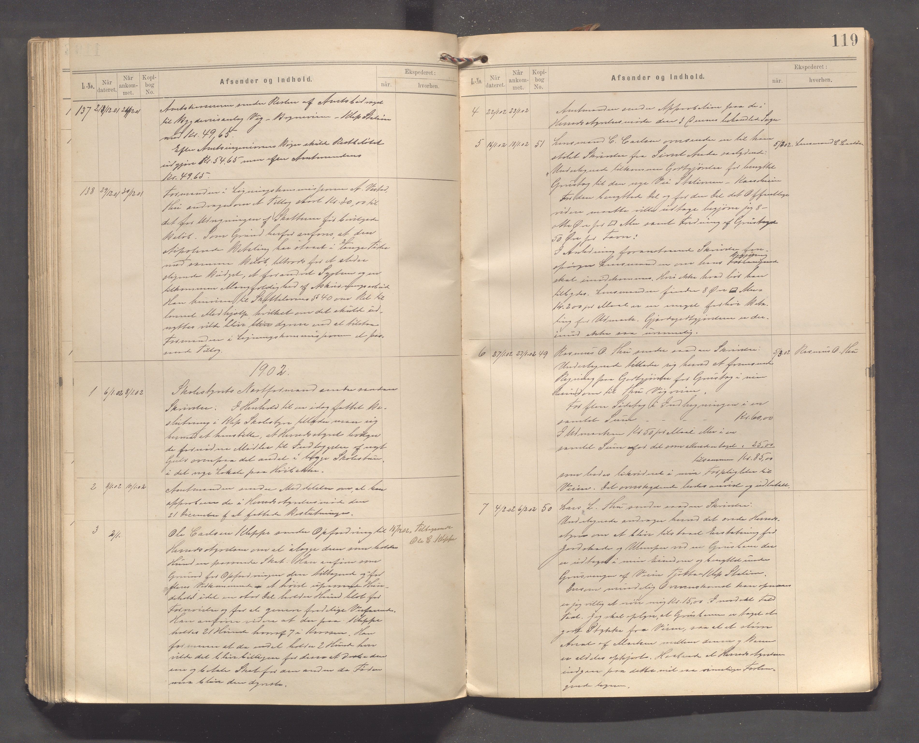 Klepp kommune - Formannskapet, IKAR/K-100277/C/L0002: Brevjournal, 1890-1904, s. 119