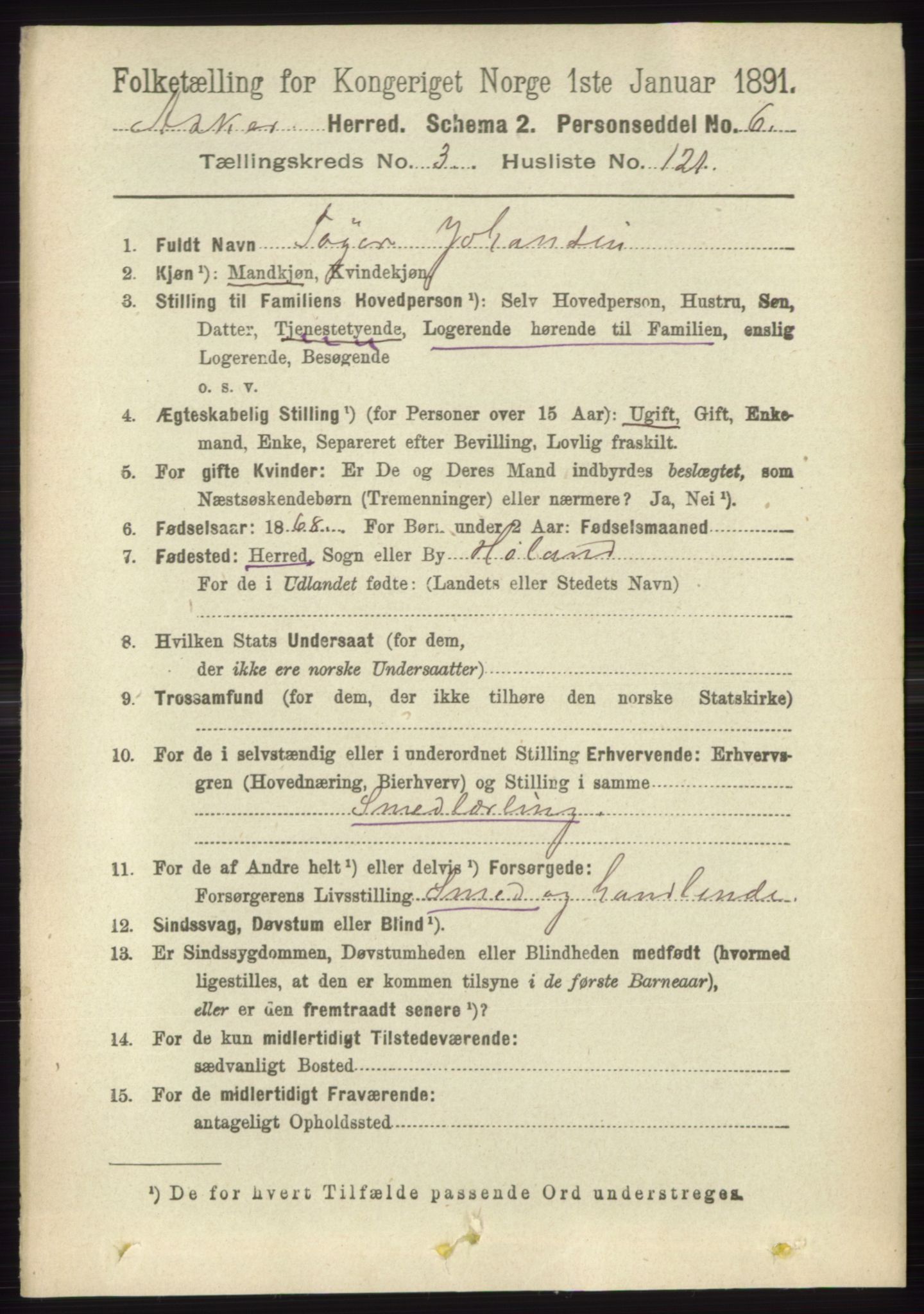RA, Folketelling 1891 for 0220 Asker herred, 1891, s. 2706