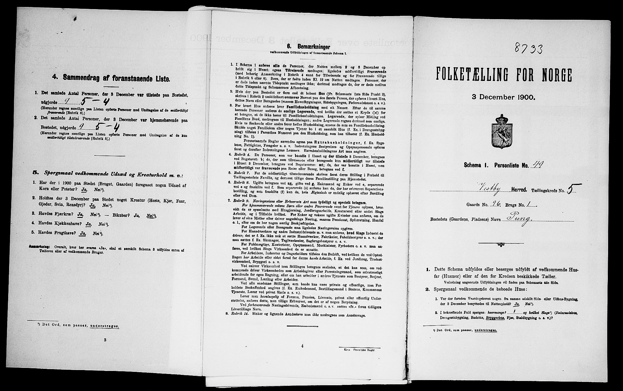 SAO, Folketelling 1900 for 0211 Vestby herred, 1900
