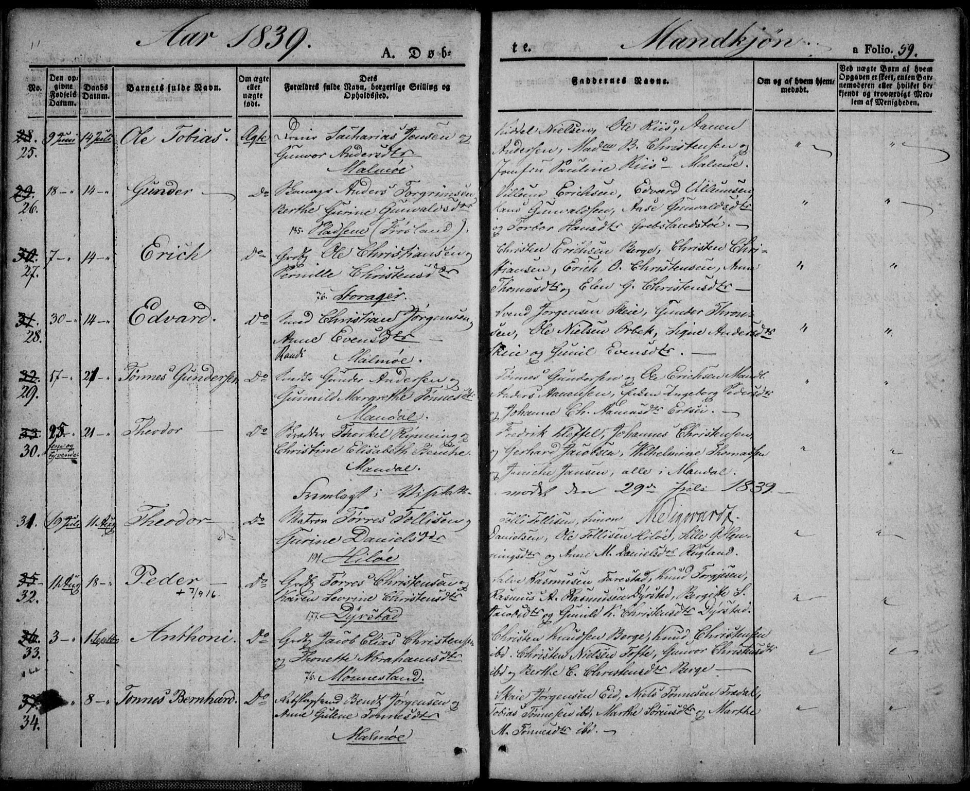 Mandal sokneprestkontor, AV/SAK-1111-0030/F/Fa/Faa/L0011: Ministerialbok nr. A 11, 1830-1839, s. 59